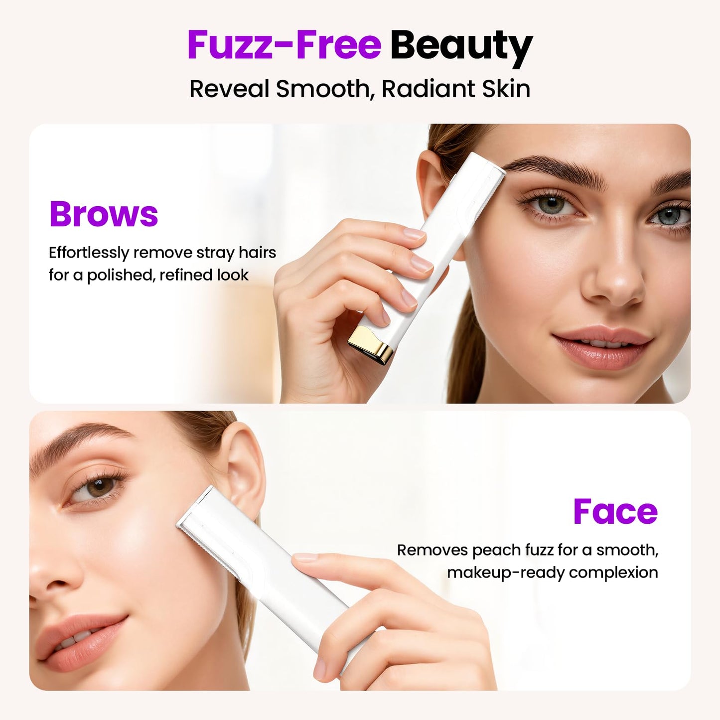 Sonic Dermaplane Razor for Women Face, 3-Speed Rechargeable Facial Hair Remover & Exfoliating Dermaplaning Tool, Gentle Face Shaver for Peach Fuzz, Smooth Skin Radiant Glow, with 10 Replacement Blades