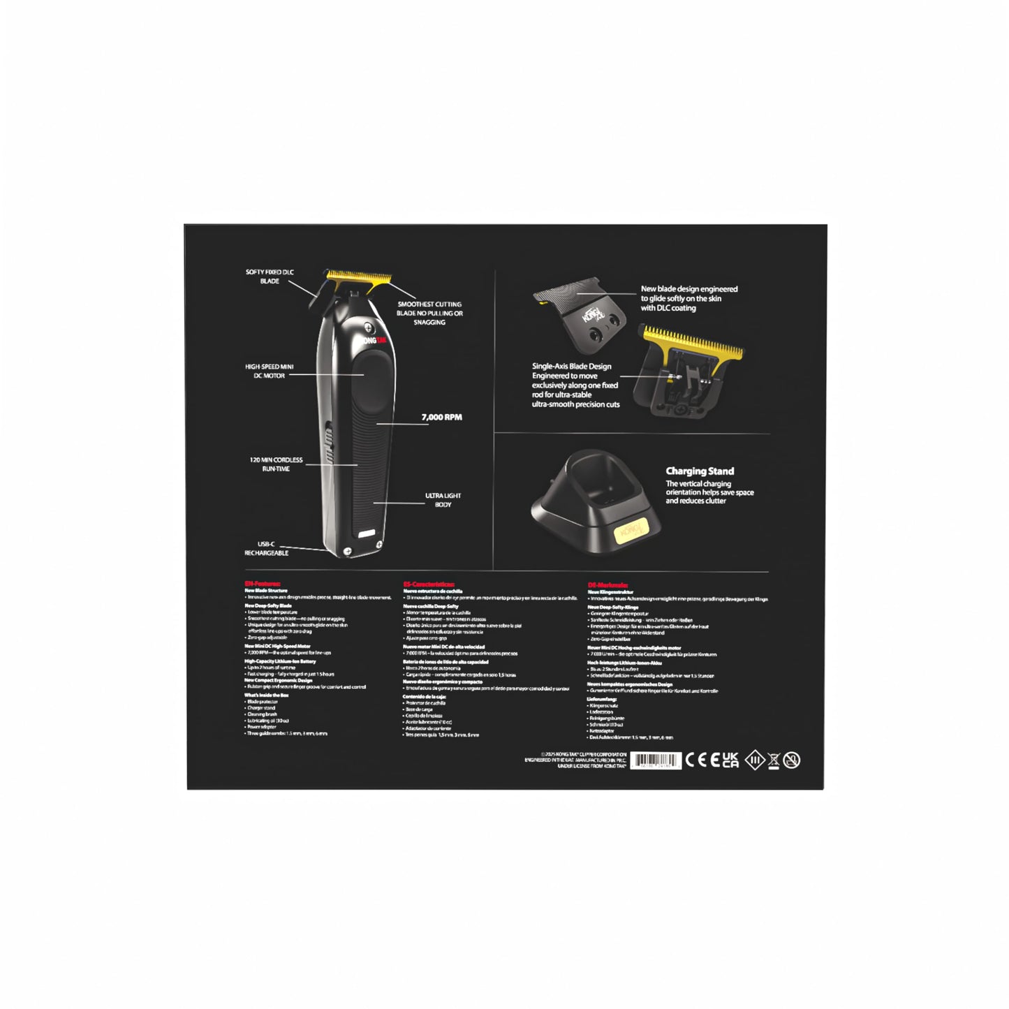 KONG TAK TIRIMO Professional Hair TIRIMER with MINI DC Motor UP to 7000 RPM and DLC Blade