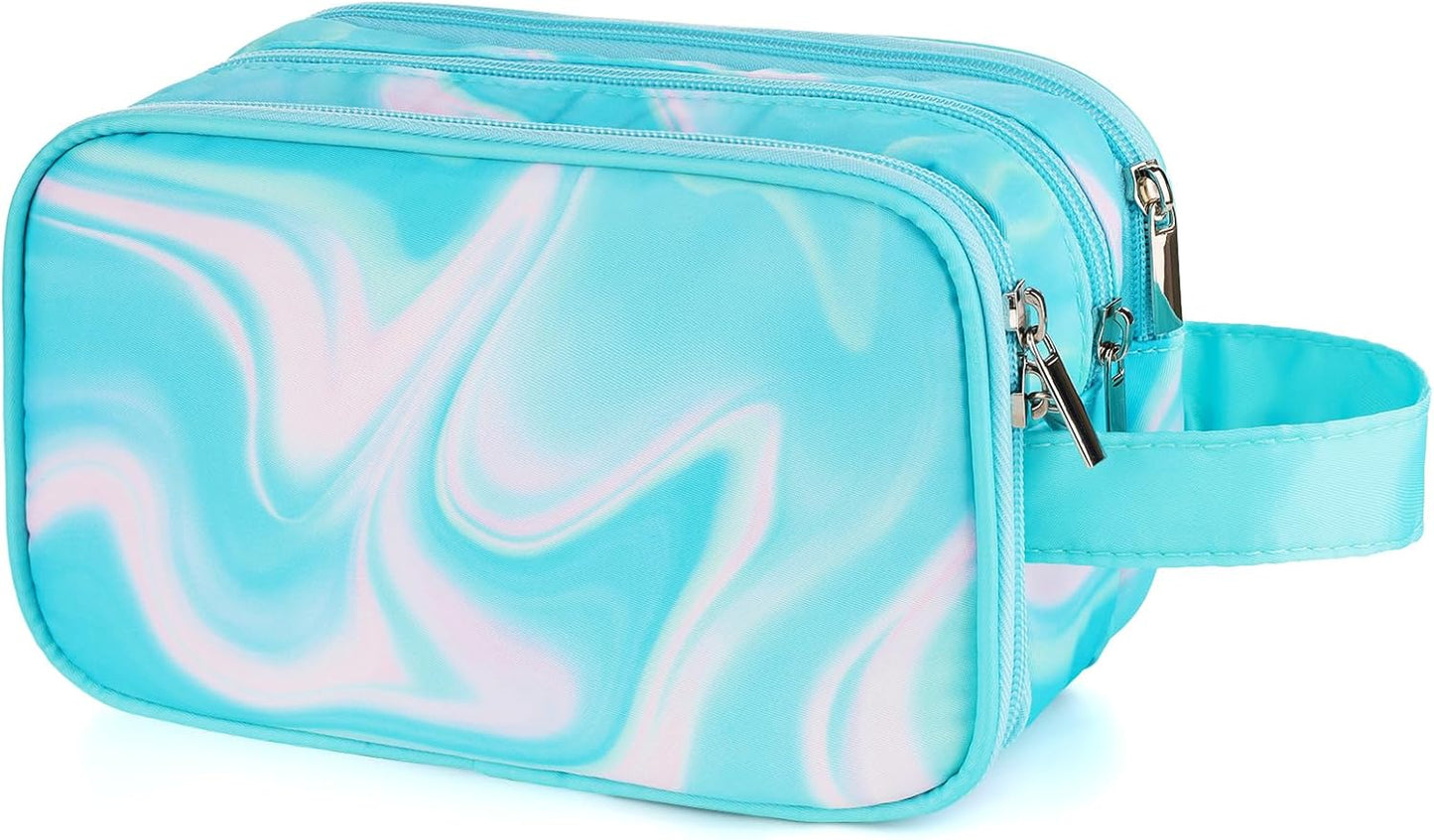 Kids Toiletry Bag - Waterproof Mermaid Scales Travel Cosmetic Bag for Girls | Hanging Wash Bag