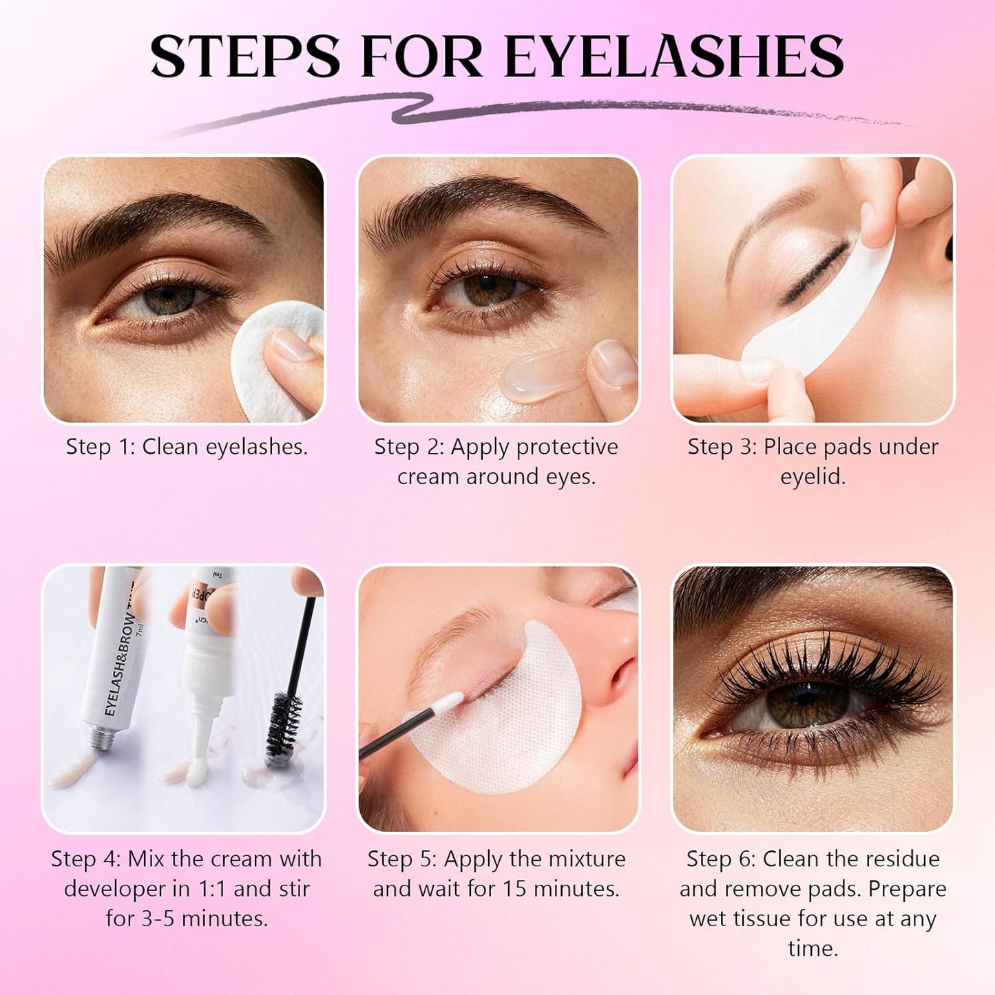 Eyebrow Color Kit - Black Eyelash & Brow Coloring Set for Natural Bushy Results | 7ml Professional Use