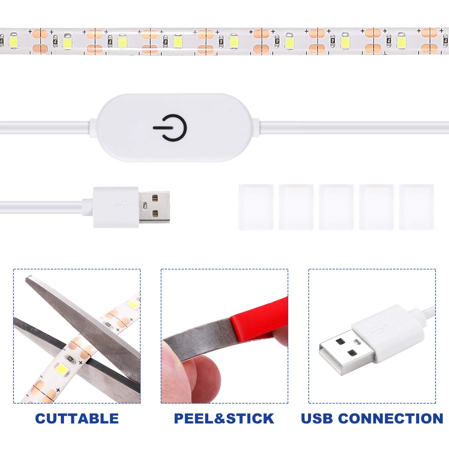 Uonlytech LED Sewing Machine Light Strip USB 6500K Dimmable Flexible Self Adhesive Eye Care Lighting for Quilting Crafting Workbench Sewing Lamp