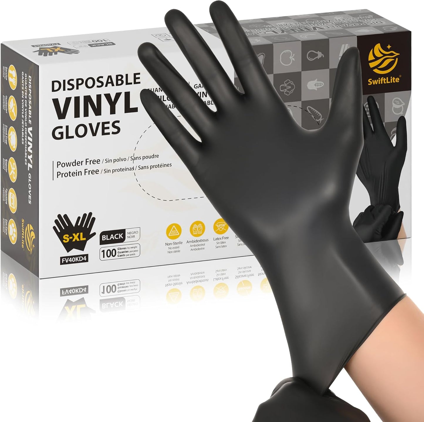 Black Vinyl Disposable Gloves - Food Grade, Latex-Free & Powder-Free for Cooking | Cleaning & Food Prep