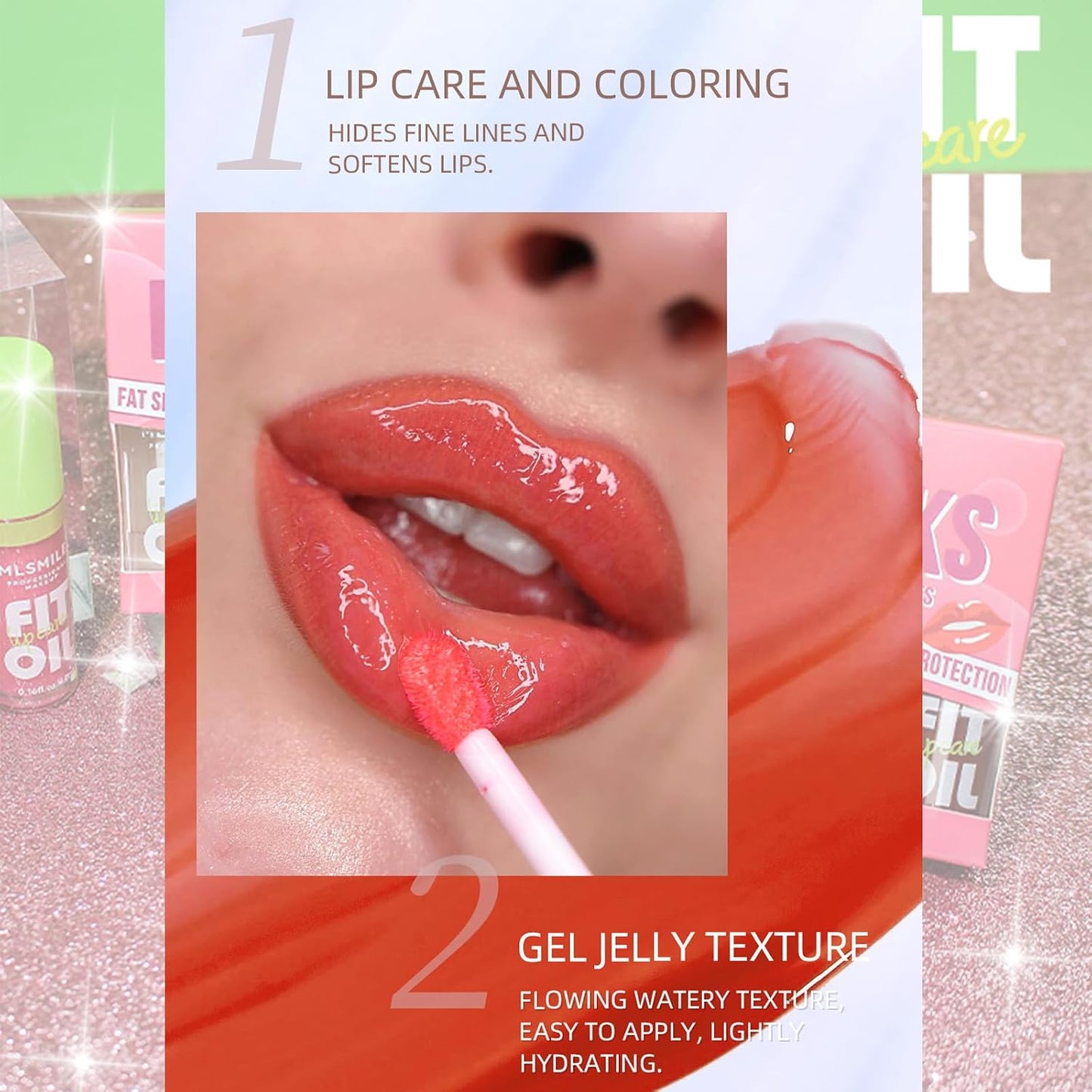 Hydrating Lip Glow Oil - Tinted Plumping Lip Gloss with Big Brush Head | 4 Colors Available