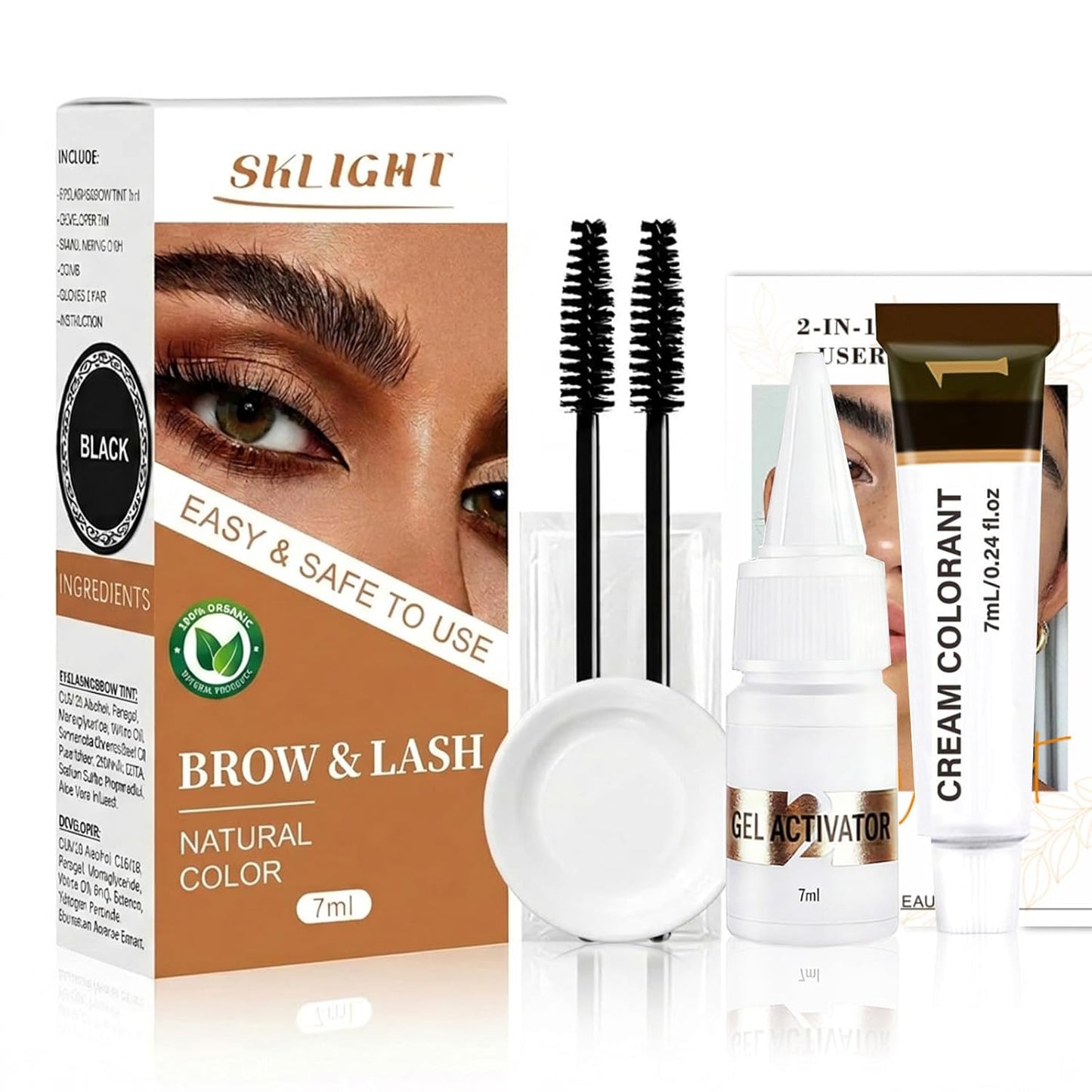 Lash Color Kit - At-Home DIY Eyebrow & Eyelash Color Set | Natural Ingredients, Temporary Color Up to 2 Weeks - 7ml (Black)
