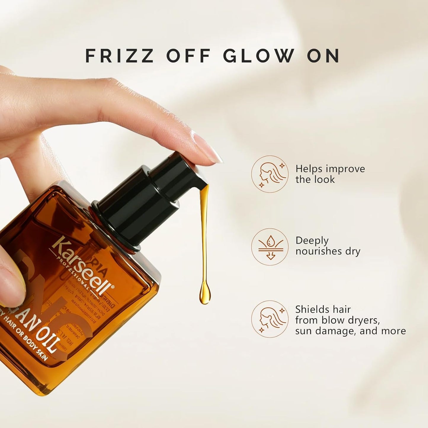 Karseell BNC Argan Oil Hair Treatment - Lightweight Leave-In Oil for Dry, Damaged & Frizzy Hair | Adds Shine & Smoothness