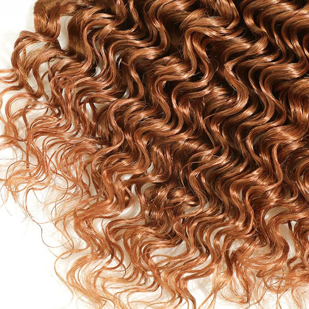 Light Brown Bundles Human Hair #30 Deep Wave Bundles 14 inch Color 30 Bundle Human Hair 50g