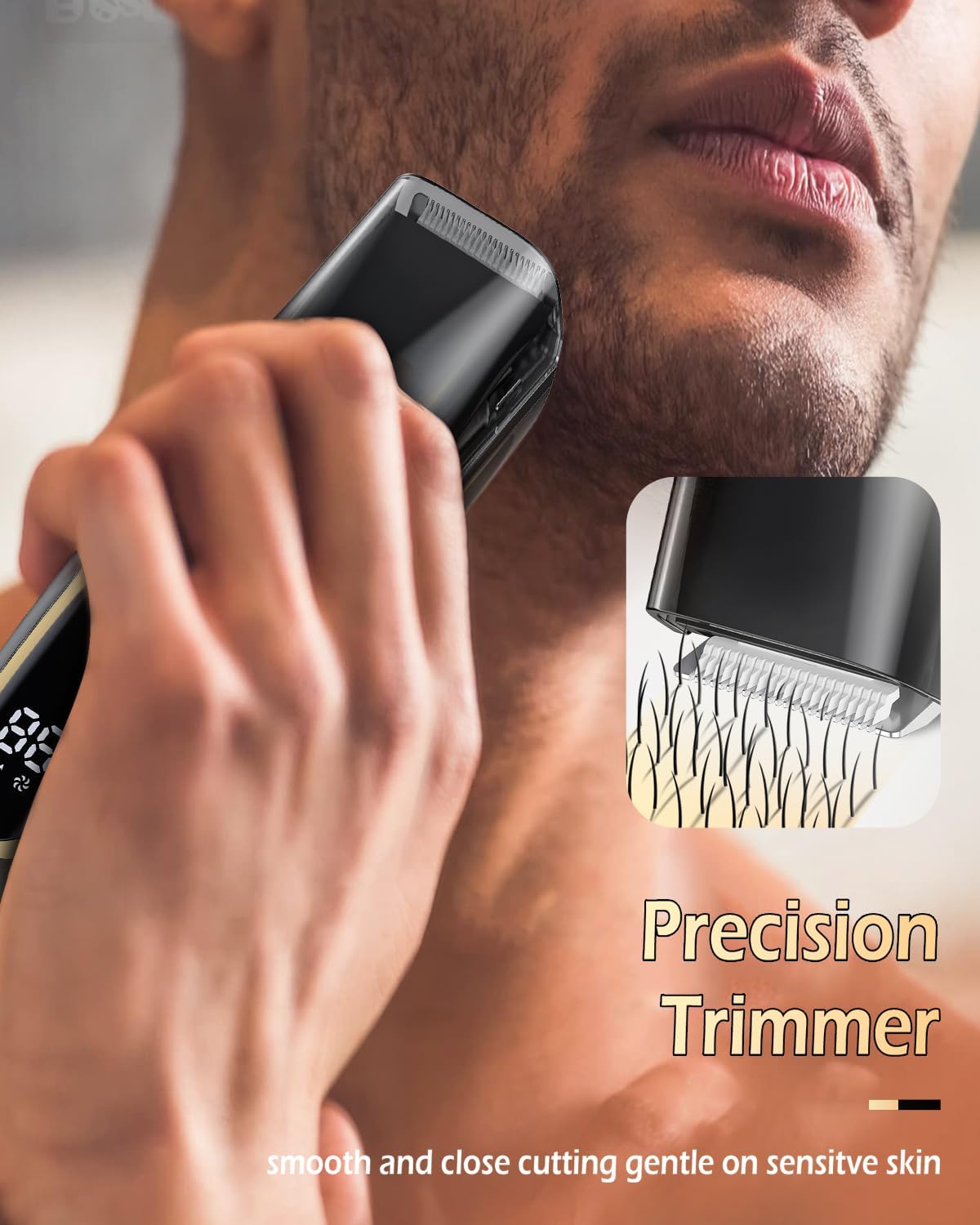 Beard Trimmer for Men - Rechargeable Electric Vacuum Trimmer with 2 Combs & 1-20mm Adjustable Length | Waterproof Cordless Mustache Trimmer