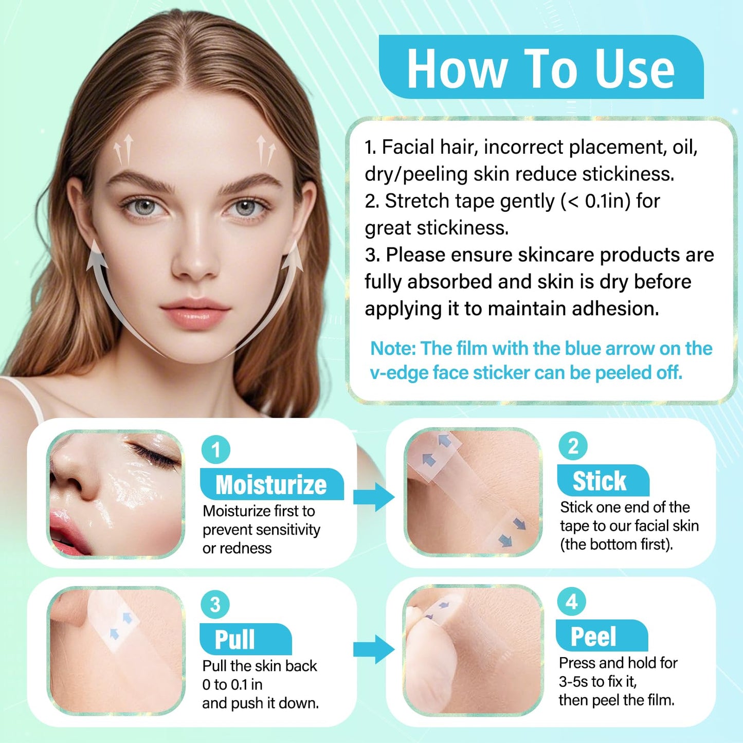 Face Lift Tape,Face Neck Tape Lifting Invisible,168 pcs Instant Facelift Tape for Facial,Turkey Neck Jowls,Eyes Loose Skin,Double Chin,Wrinkles,Sagging Skin Tightening,V-Edge Face Necks Less Strip
