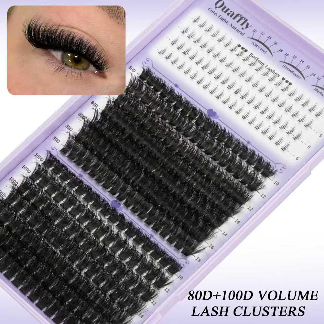 Lash Clusters Kit - 678PCS Individual Eyelash Extensions with Spikes & Bottom Lashes | Volume 40D, 60D, 80D, 100D