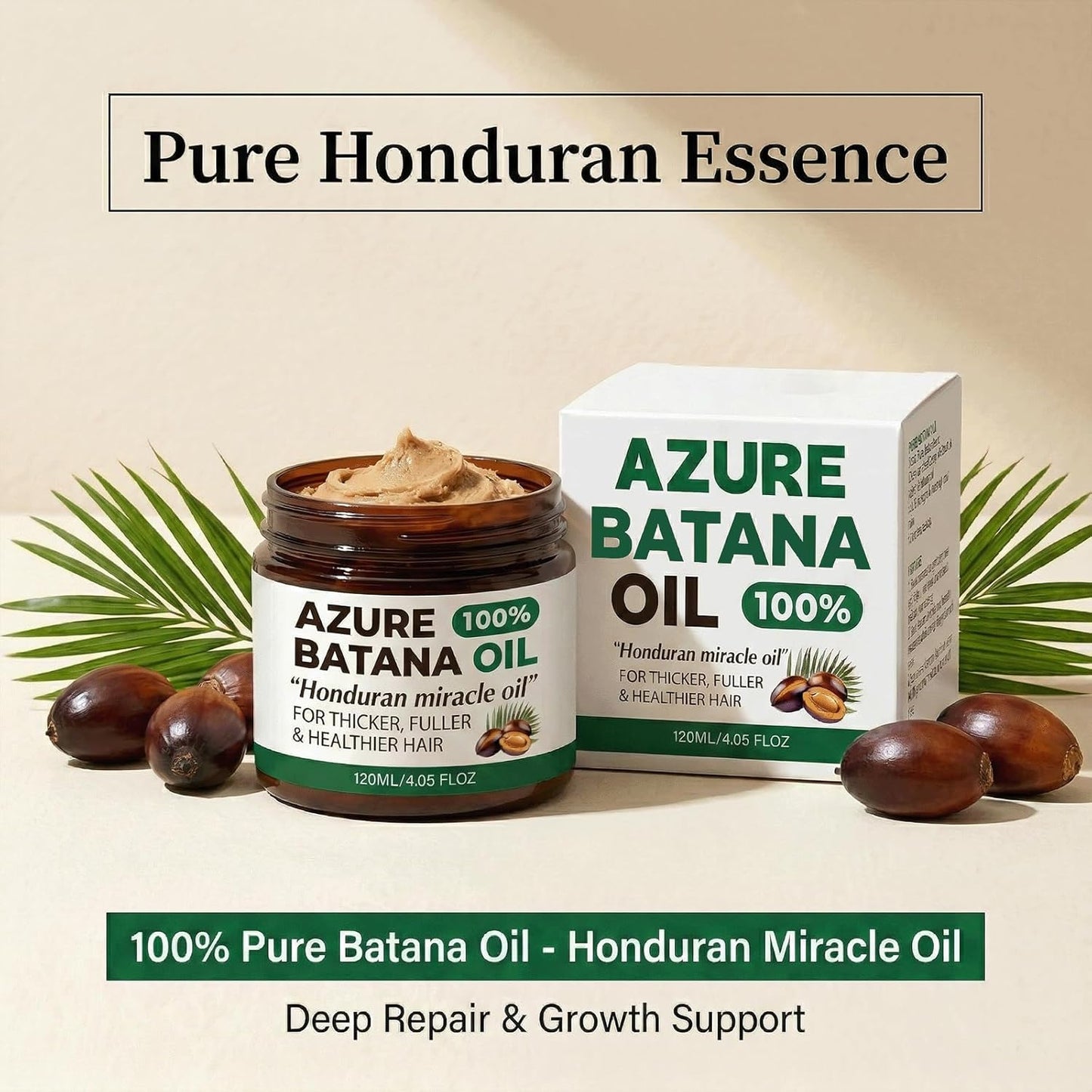 Batana Oil for Hair Growth - 100% Raw Organic Hair Mask | Prevents Hair Loss, Promotes Thickness - 4.06 fl oz (2 Pack)