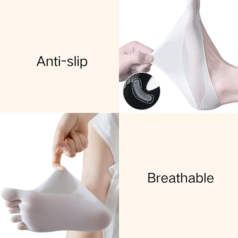 Toe Separators for Women - Gel Cushions for Ball of Foot Relief | 2 Pairs Silicone Pads & Socks
