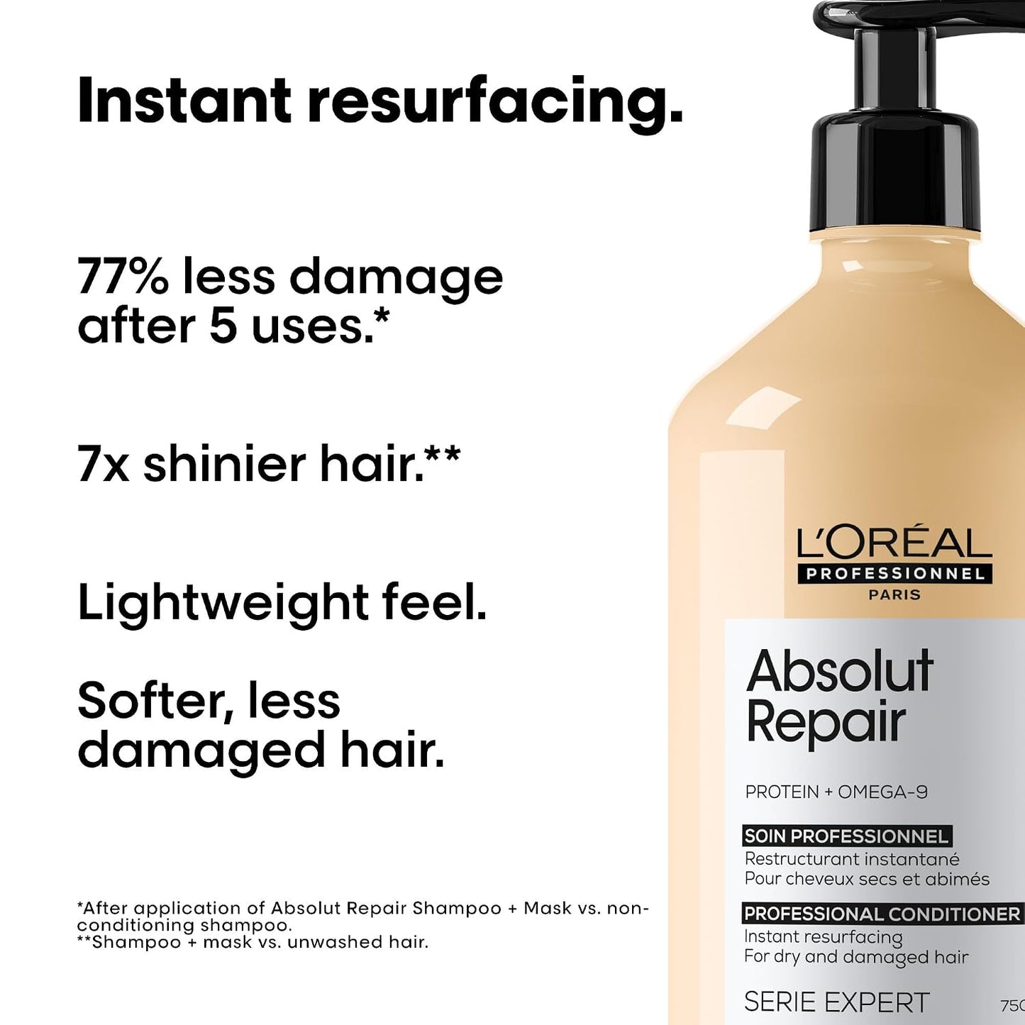 L'Oréal Professionnel Paris Absolut Repair Conditioner - Nourishing Protein Treatment for Dry, Damaged Hair | Repairs Damage & Adds Shine