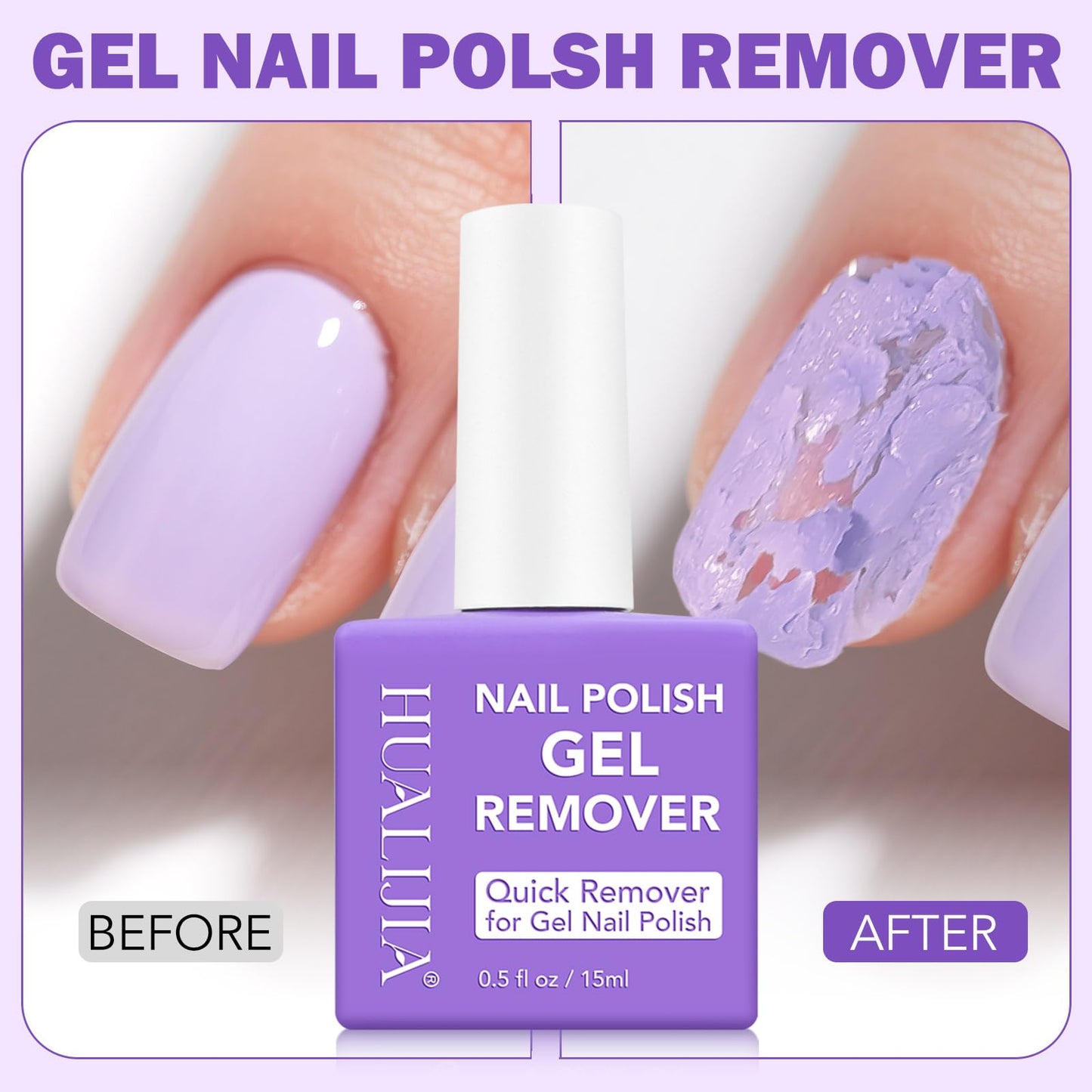 Gel Nail Polish Remover, (2pcs) Gel Polish Remover for Nails, No Need for Foil, Quick & Easy Polish Remover In 3-5 Minutes, No Need Soaking Or Wrapping-0.5 floz