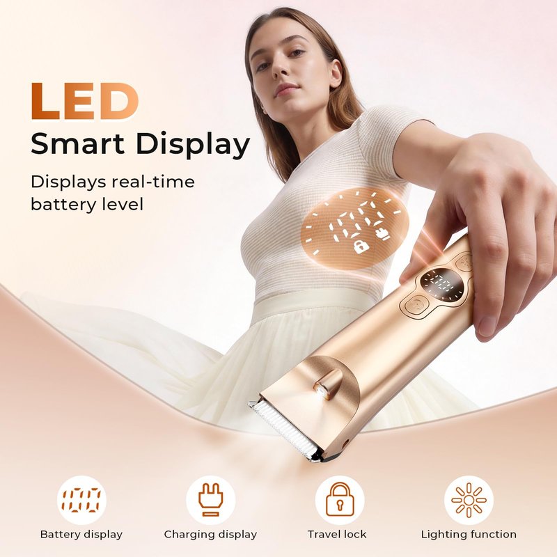 Bikini Trimmer for Women, 4 in 1 Electric Razors for Women - Dual Head, Wet & Dry Use Pubic Body Hair Trimmer Electric Shavers, Rechargeable Womens Facial Razors for Legs, Nose, Armpits, Bikini Area