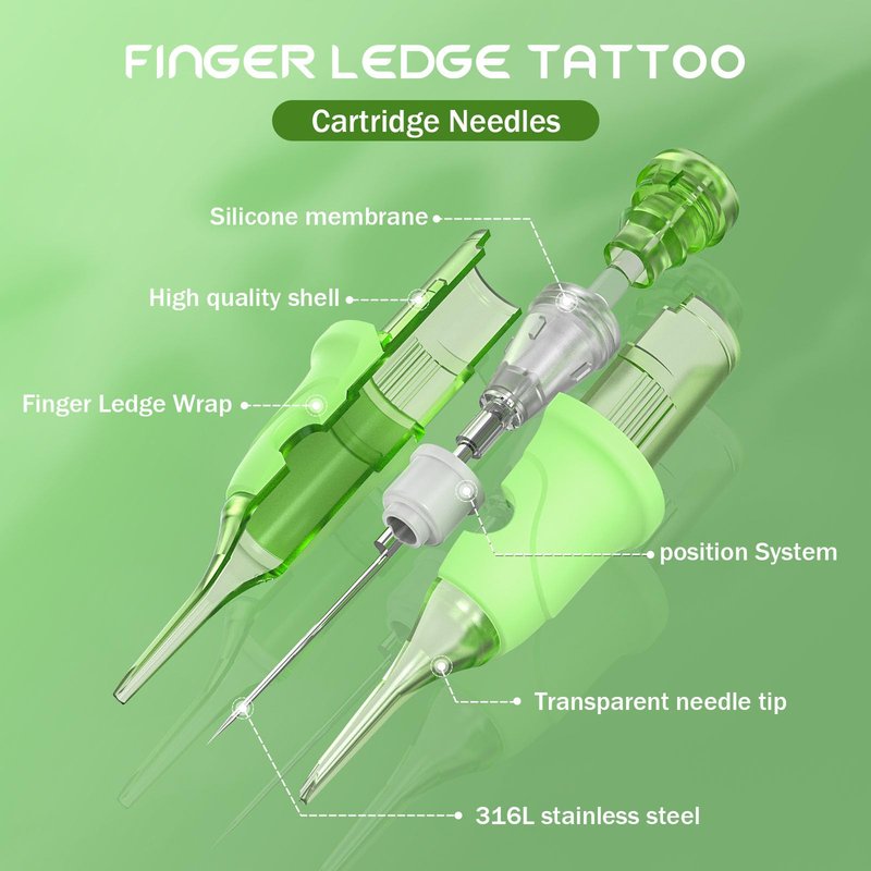 POPUPMU Tattoo Cartridge Needles 1RL 0.35mm #12 Standard Finger Ledge Permanent Makeup Lips Hairstrokes Cartridges Lining Needle for Scalp Micropigmention Rotary Tattoo Gun Kit Supply 1201RL (OMNI V2)