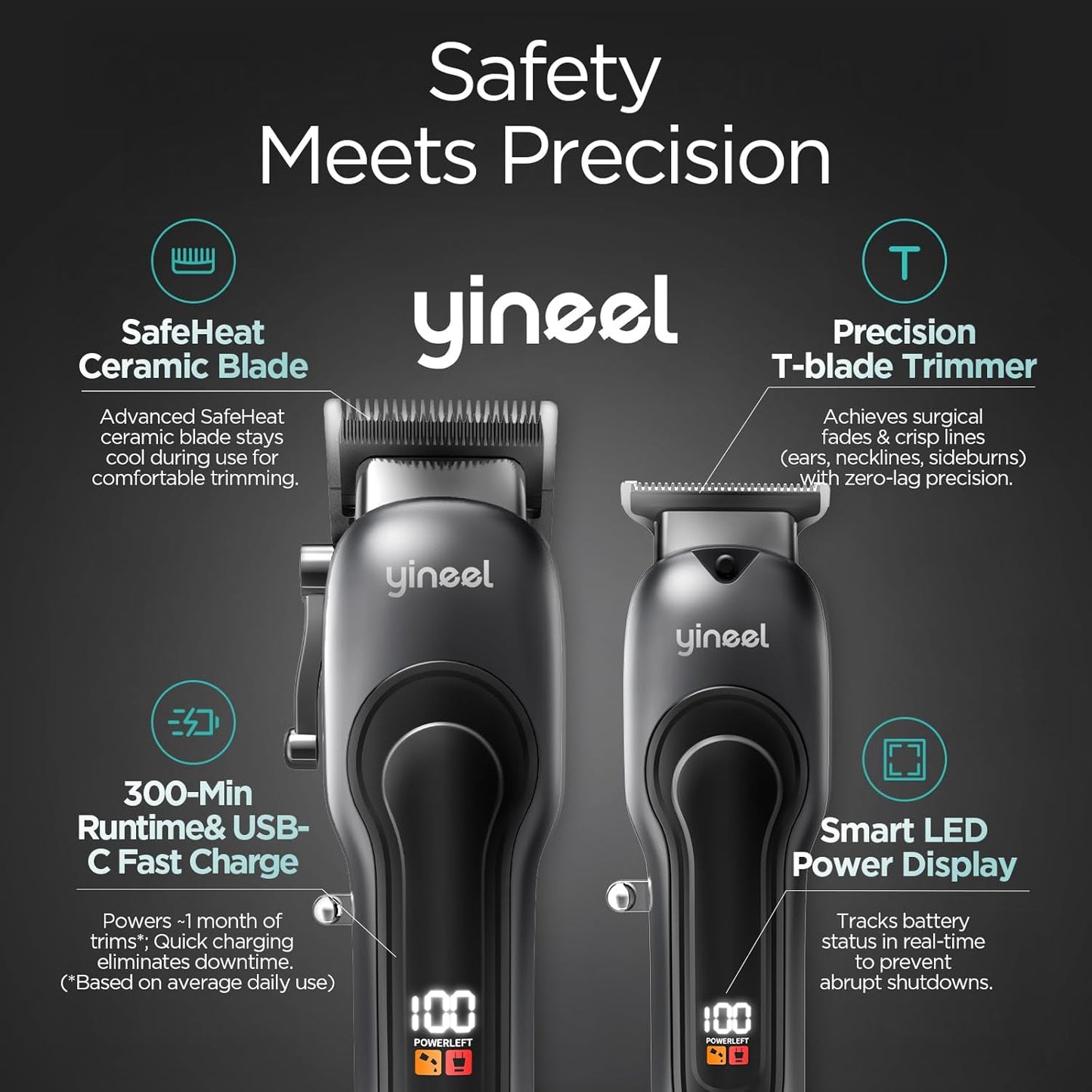 Professional Hair Clippers for Men - Cordless Trimmer Set with LED Display | Super Quiet Hair Cutting Kit