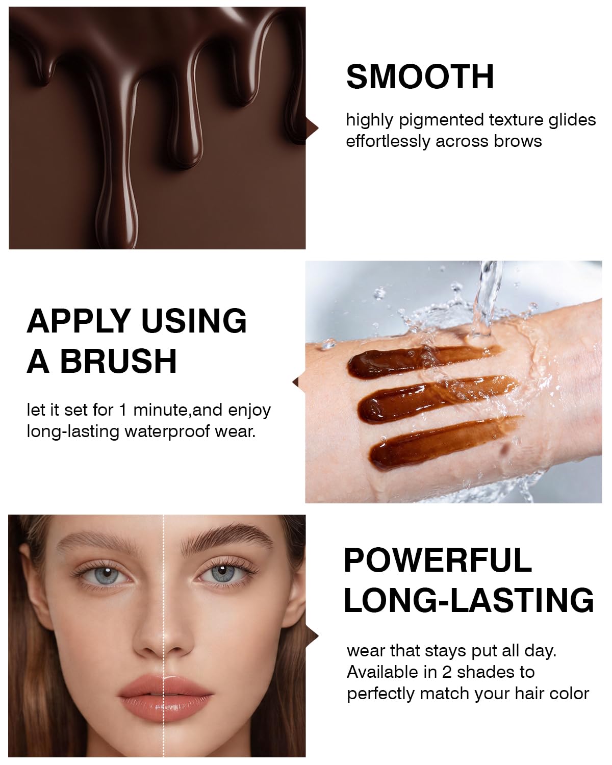3D Tinted Eyebrow Gel Kit - Long-Lasting Waterproof Brow Cream & Stamp Stencil | Light Brown