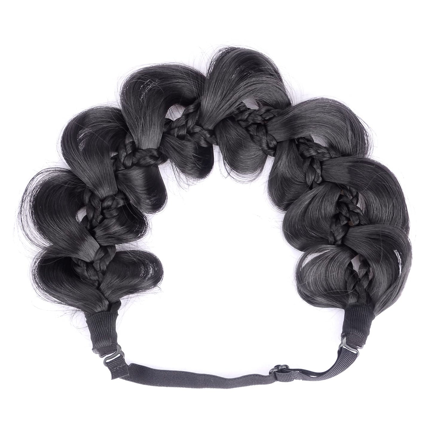 DIGUAN Kinky Synthetic Hair Braided Headband Wide Hairpiece Women Girl Beauty accessory (8-Natural Black)