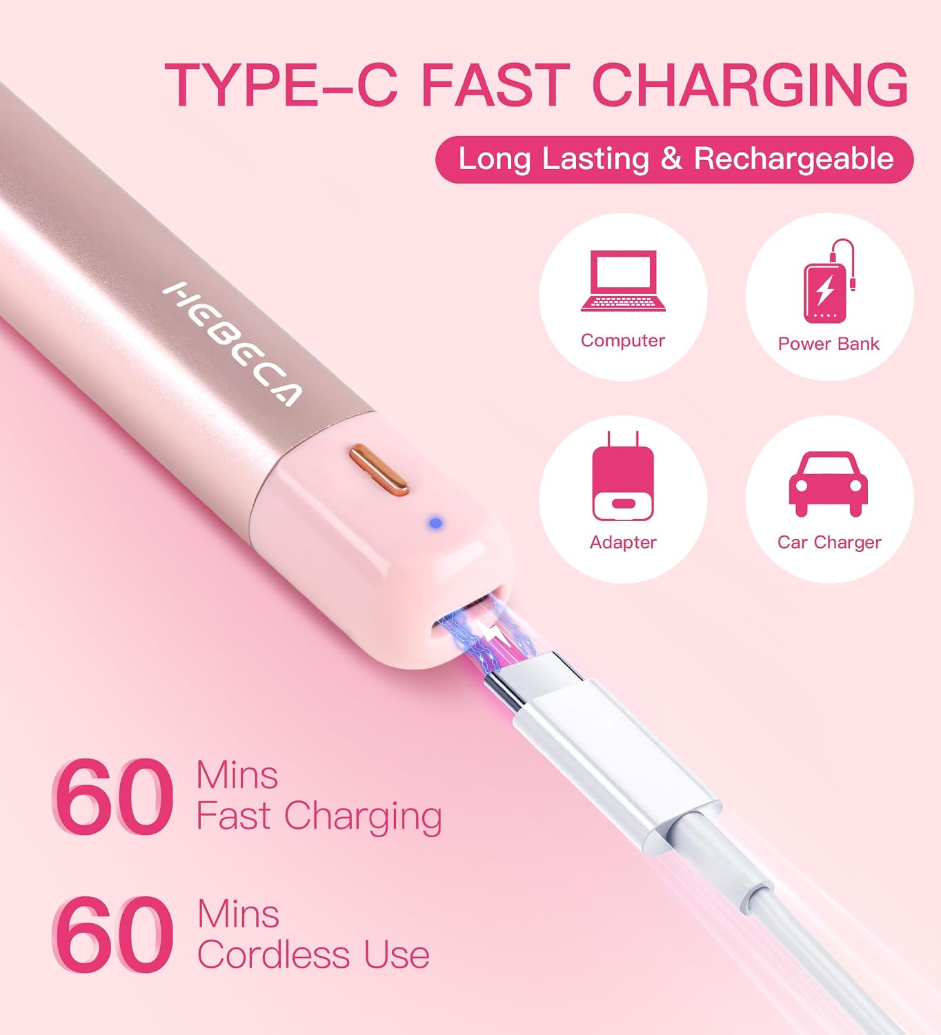 Nose Hair Trimmer for Women - 3-in-1 Facial Hair Removal | Rechargeable, Waterproof, Portable - Pink
