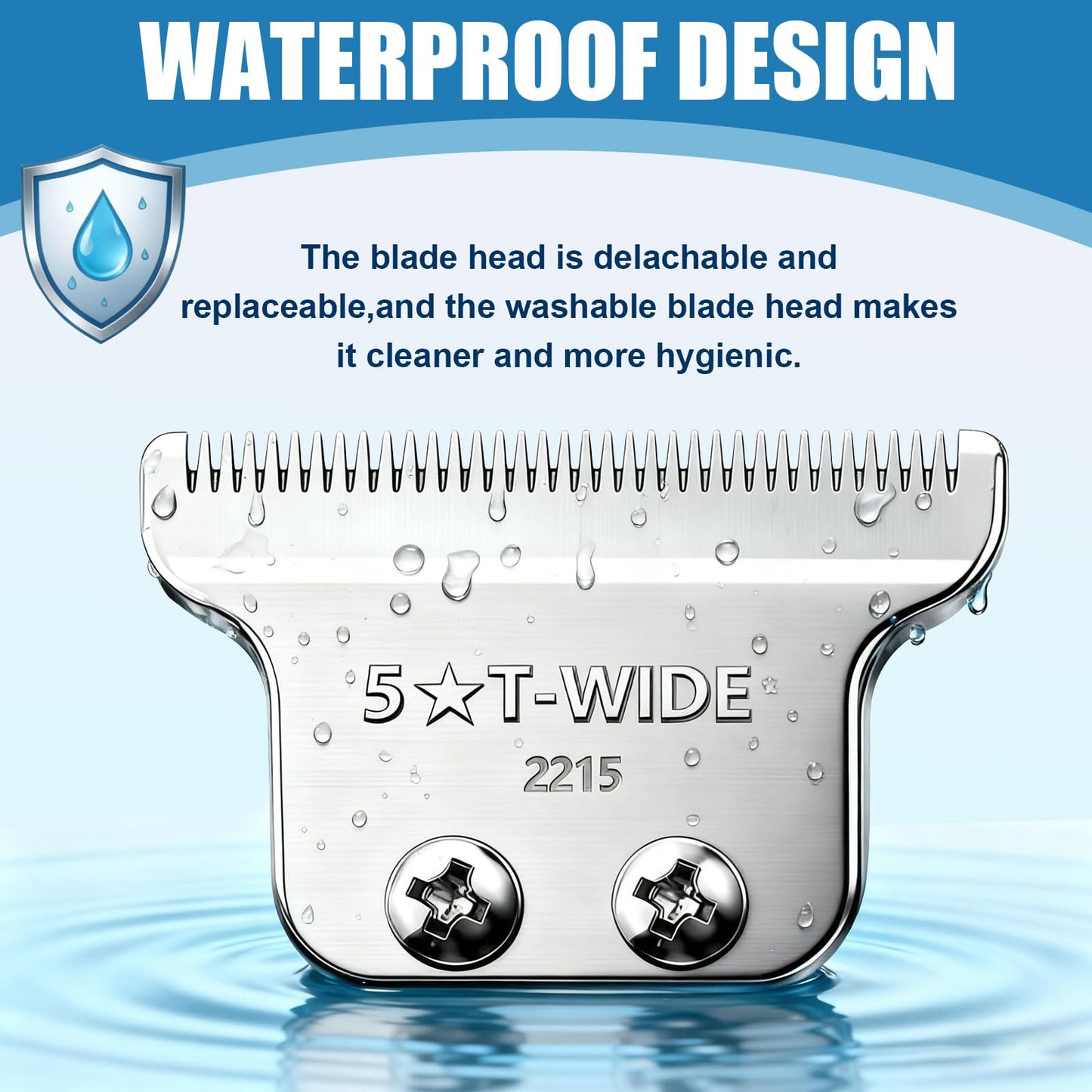 2215 Adjustable Zero-Gap T Blade Replacement for Wahl 5 Star Detailer Li Trimmer Models 8081/8171 (Silver-3pcs)