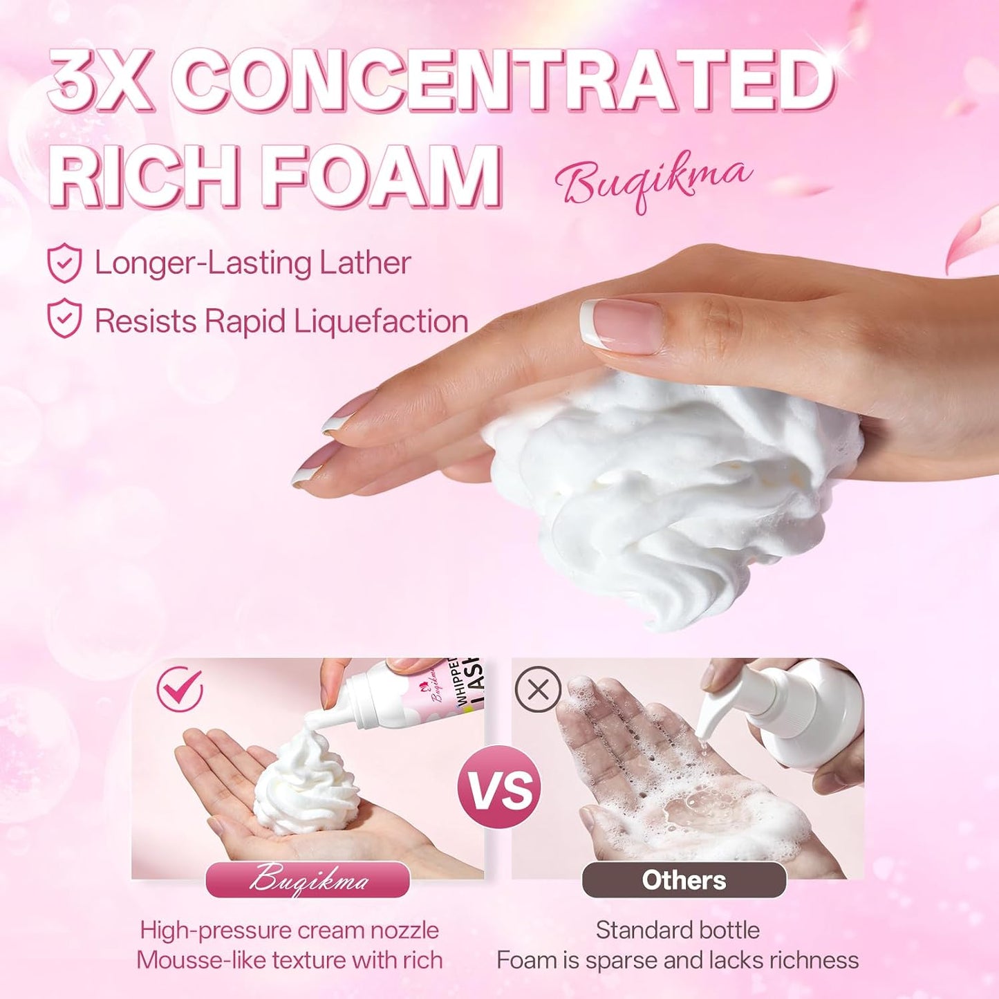Whipped Lash Cream Shampoo Kit - Eyelash Cleansing Foam with Brush | 3.4fl.oz/100ml for Extensions & DIY Use (Unscented)