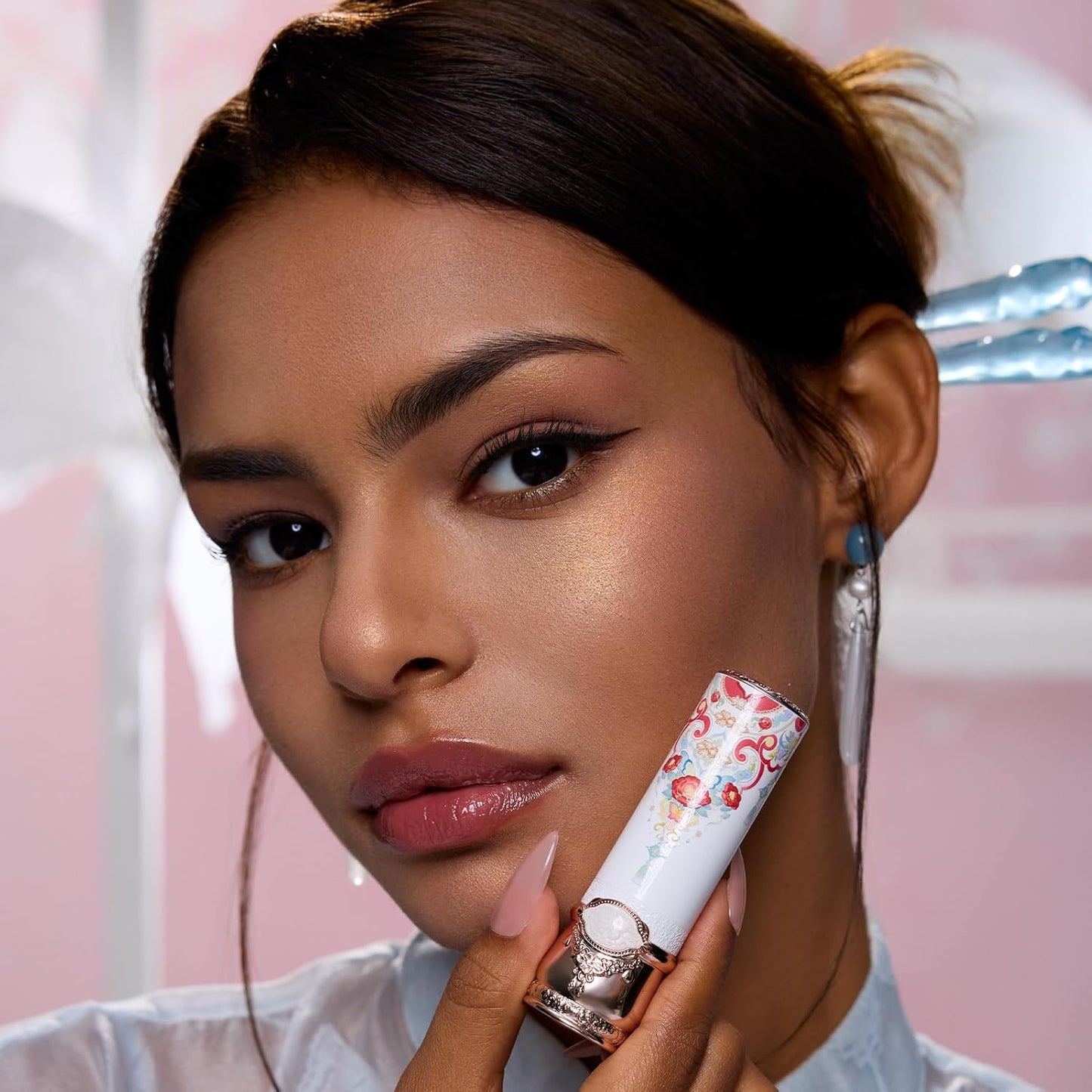 Flower Knows Cream Blush & Lipstick Set | Buildable Dewy Makeup - Blush 04 Rose Ashes & Lipstick C07 Red Bean