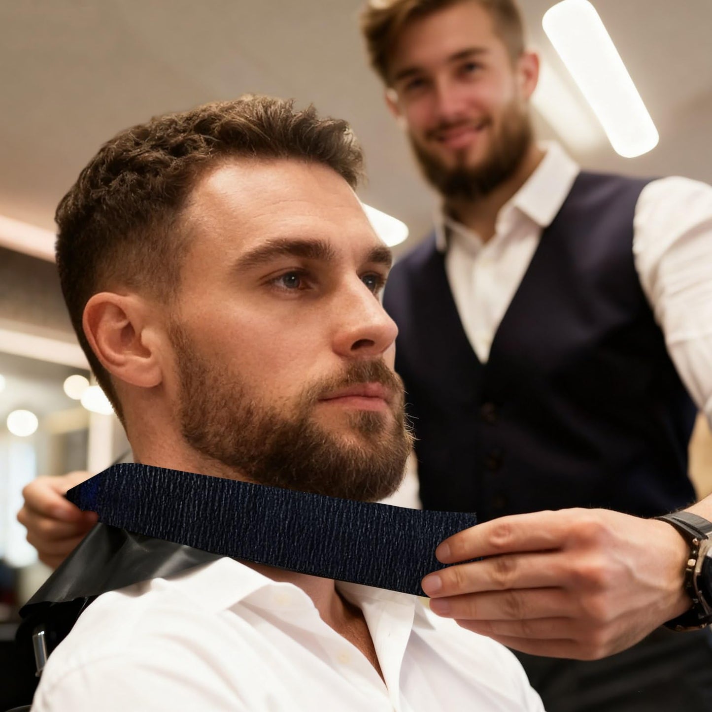 Feisate Neck Strips Barber Accessories Professional, Barber Supplies 10 Rolls & 1000 Strips, Disposable Barber Neck Strip, Barber Neck Tape for Hair Cutting, Barber Shop Stuff, Black