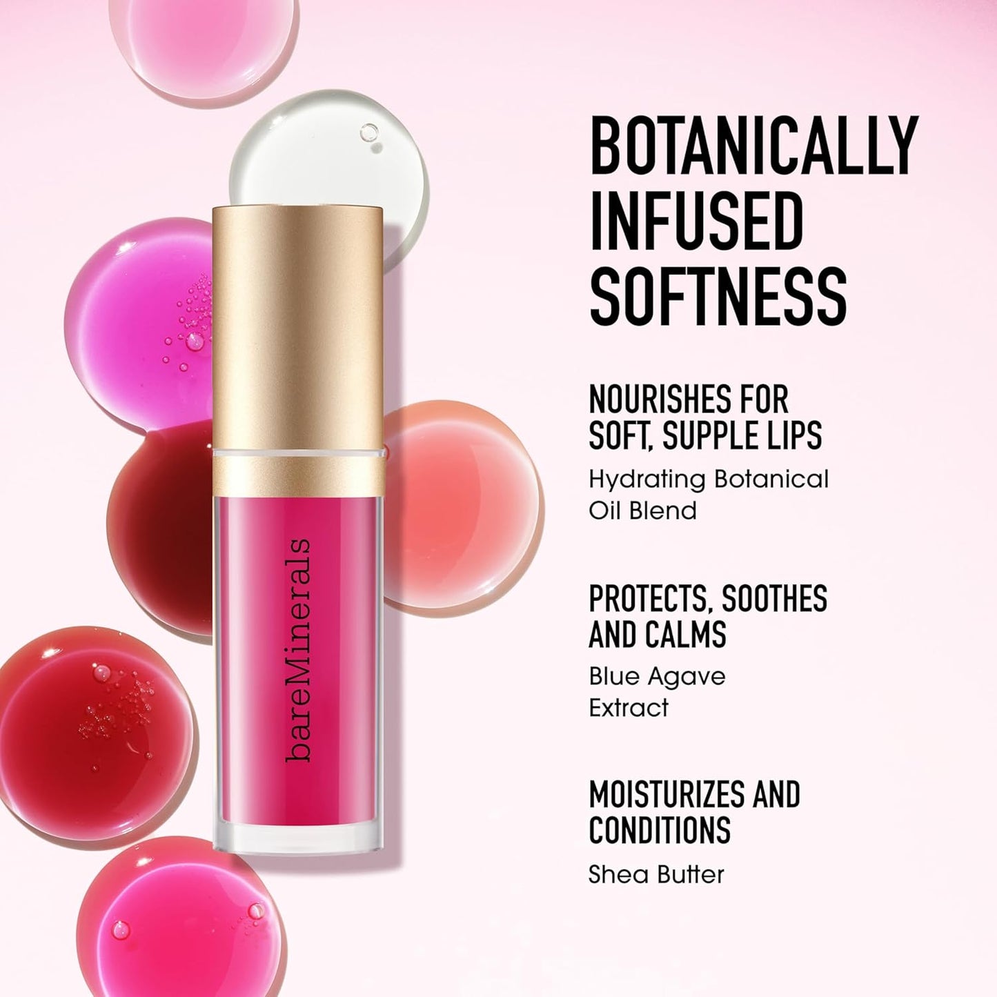 bareMinerals Nourishing Lip Oil - Ultra-Hydrating, Non-Sticky Formula with 9 Botanical Oils | High-Shine, Clean & Vegan