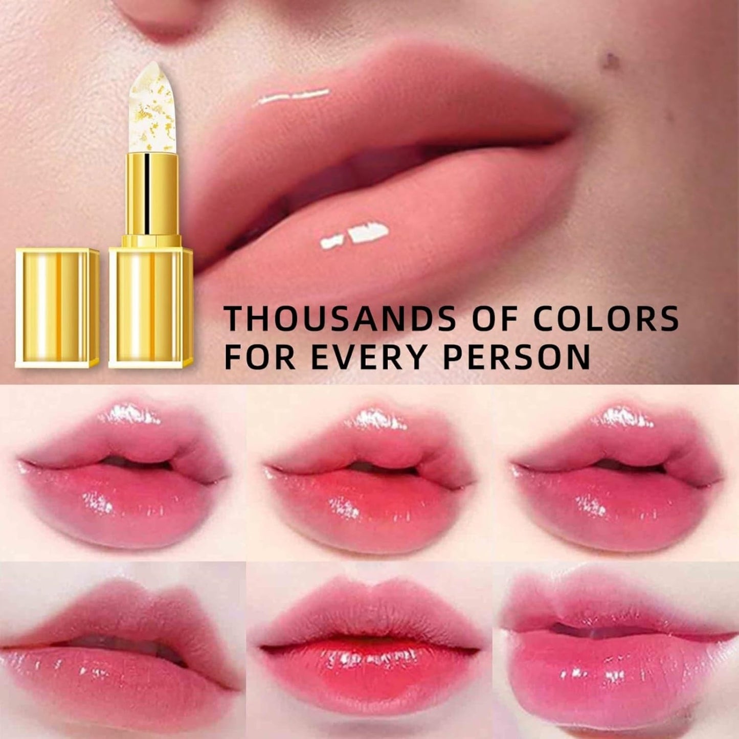 True Tone pH Adjusting Lipstick - Color Changing Gold Crystal | 2-Pack Moisturizing Glossy Shine for Mature Women