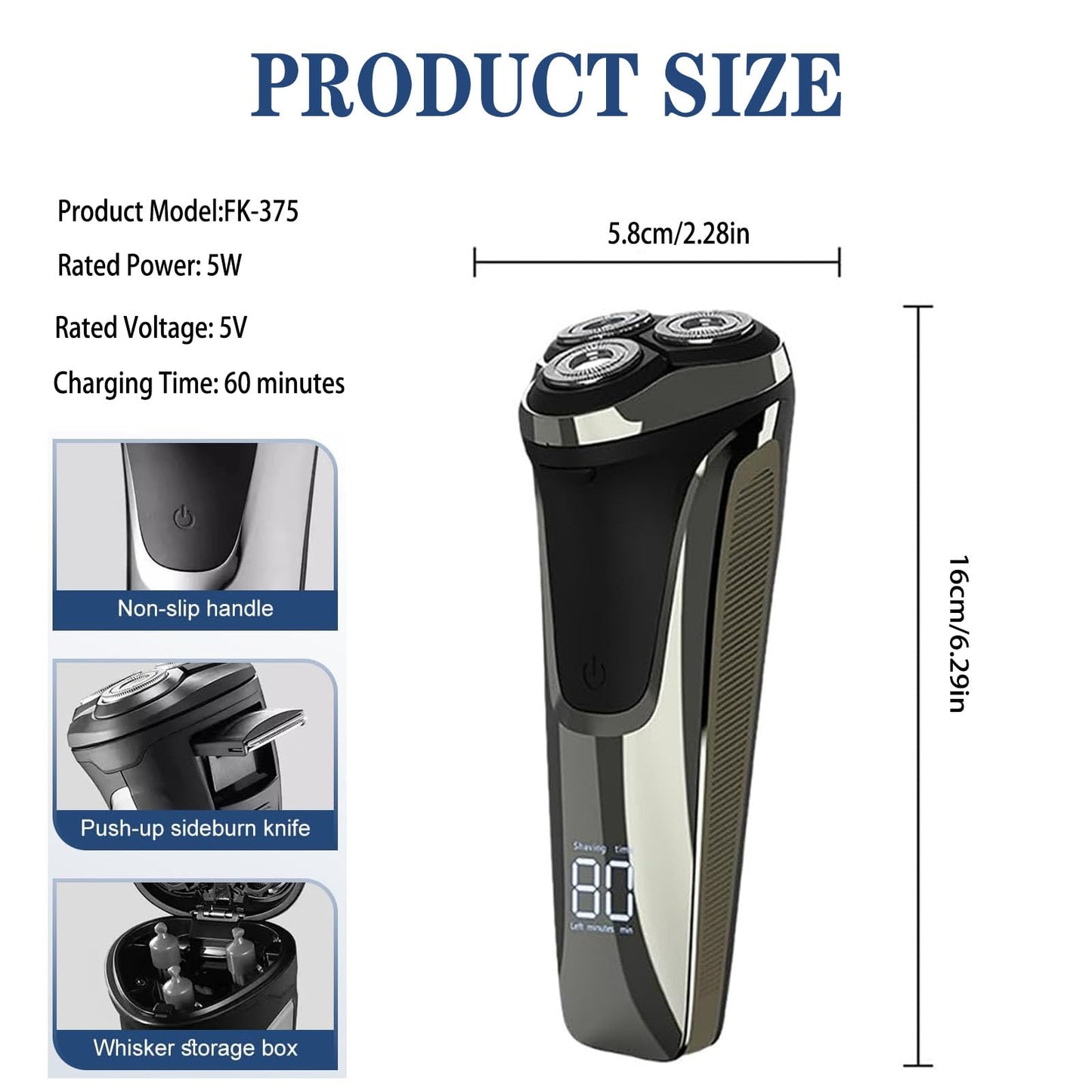 Snapbuy Electric Razor for Men,Snapbuy Razor,Electric Shavers for Men,4D Floating Head Rotary Shaver,Electri c Shaver with LCD Display & Quiet Motor, IPX7 Waterproof,Fast Charging(Black)