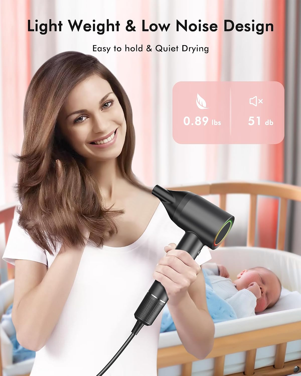 Professional High-Speed Ionic Hair Dryer - 160,000 RPM, Low Noise, Fast Drying | Includes Magnetic Diffuser
