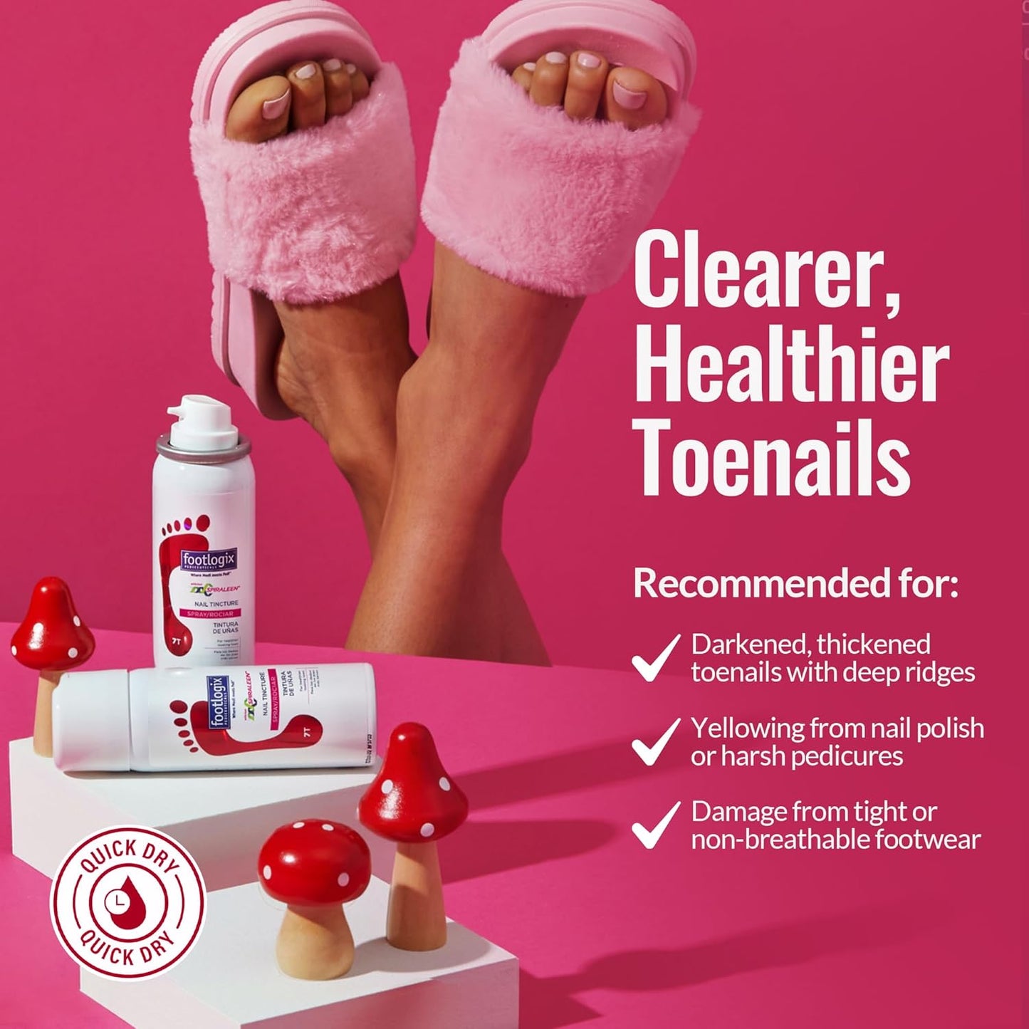FOOTLOGIX Nail Tincture Spray - Spiraleen Formula for Healthy Nails | 1.55 Fl Oz
