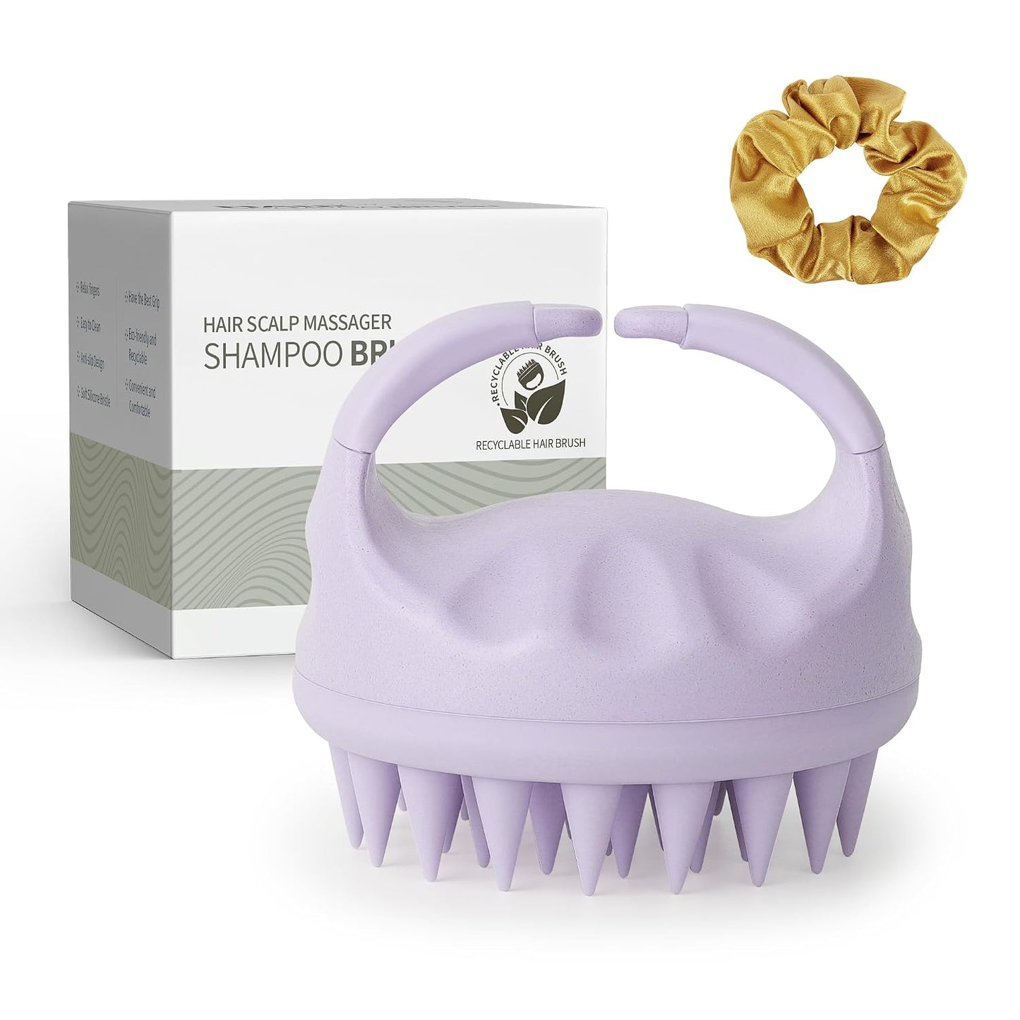 Soft Silicone Scalp Massager for Dandruff Removal & Hair Growth | Exfoliating Brush - Beige