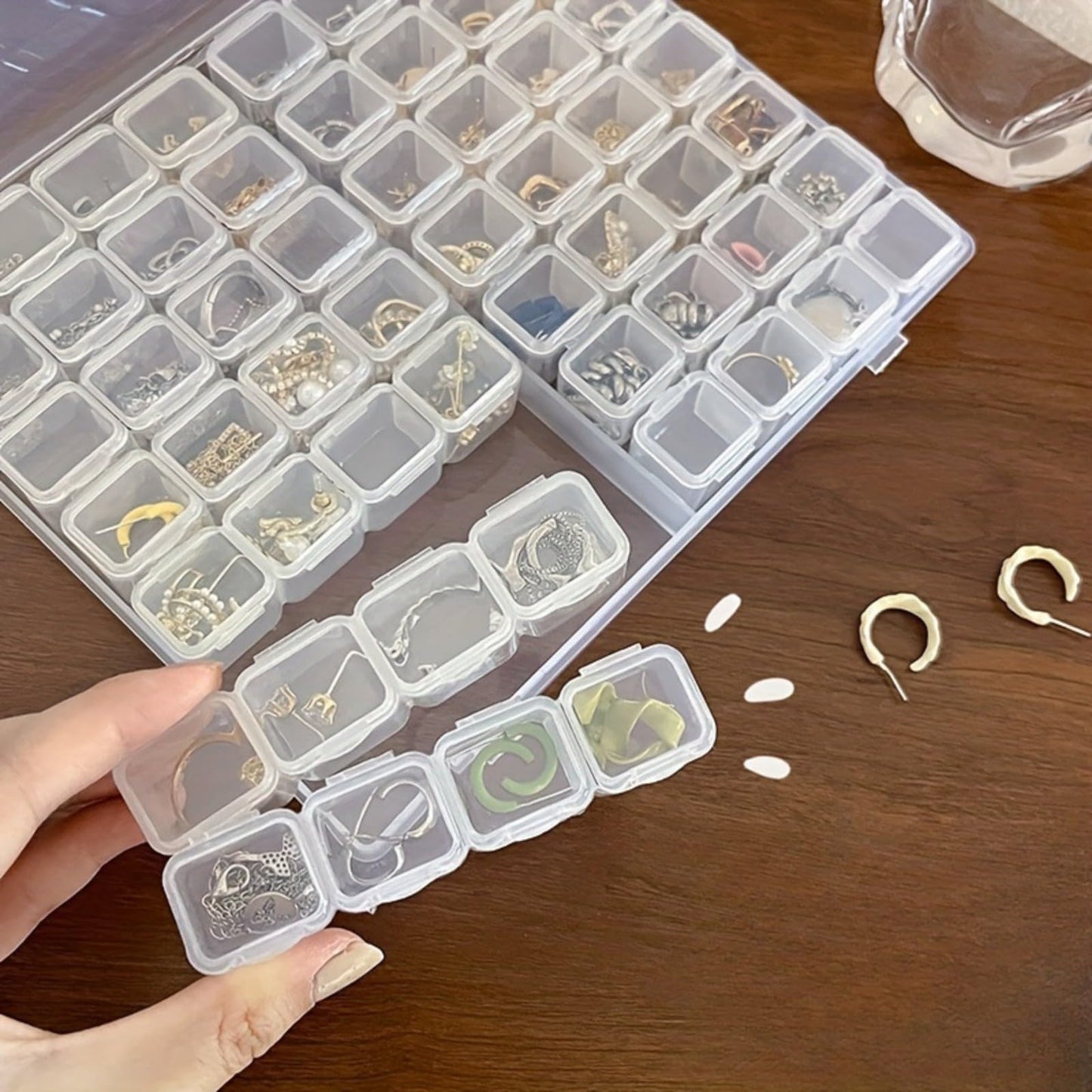 56 Grids Jewelry Box, Plastic Jewelry Organizer for Earring Storage and Necklace Holder, Clear Jewelry Travel Case for Ring, Beads and Small Items, Versatile Jewelry Holder Display for Women(56 Grids)