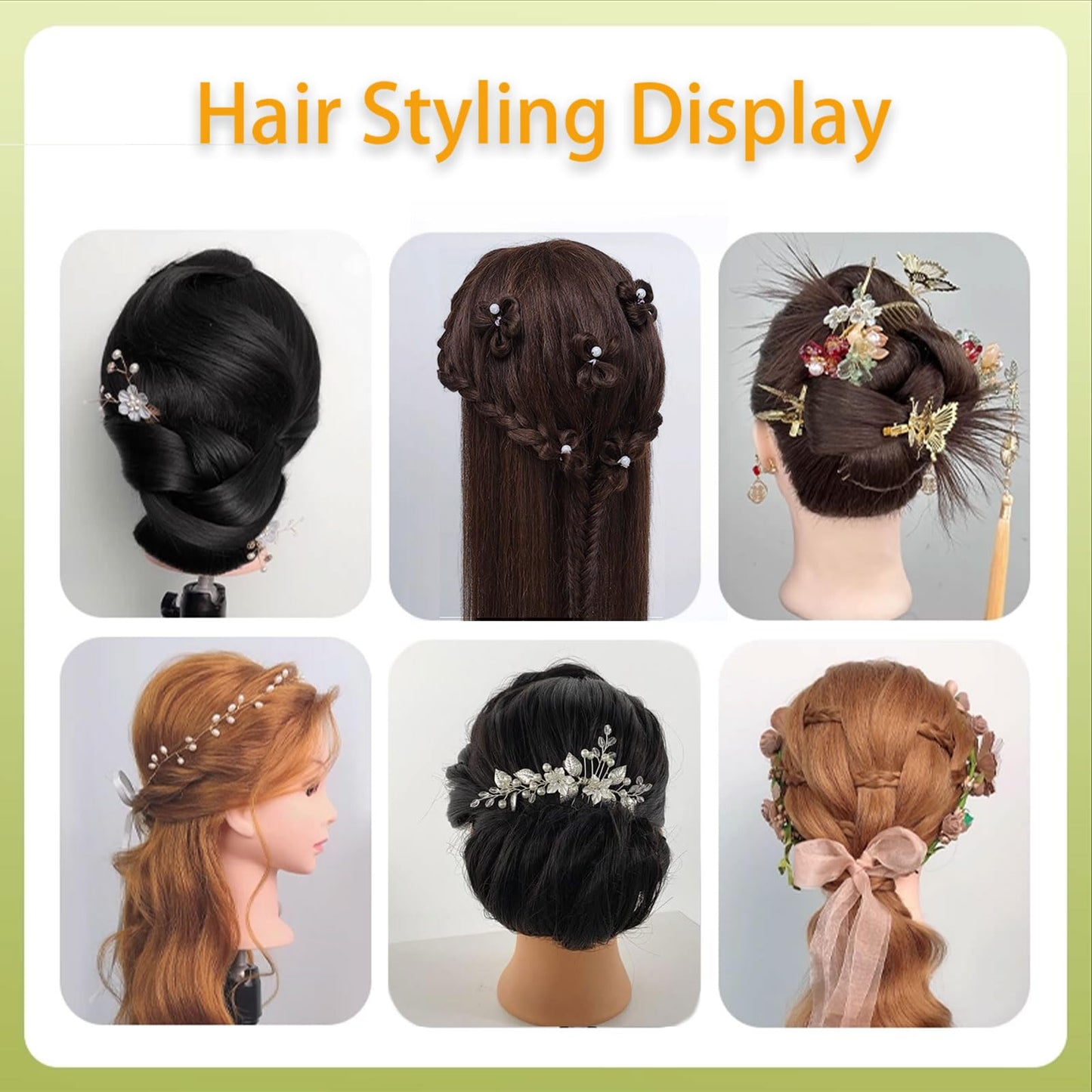 Mannequin Head Human Hair for Cosmetology, Manikin Head with 80% Real Hair for Styling Doll Head Braiding Practice Black Mannequin Heads Hairdresser Hairstylist Girls with Free Clamp Holder