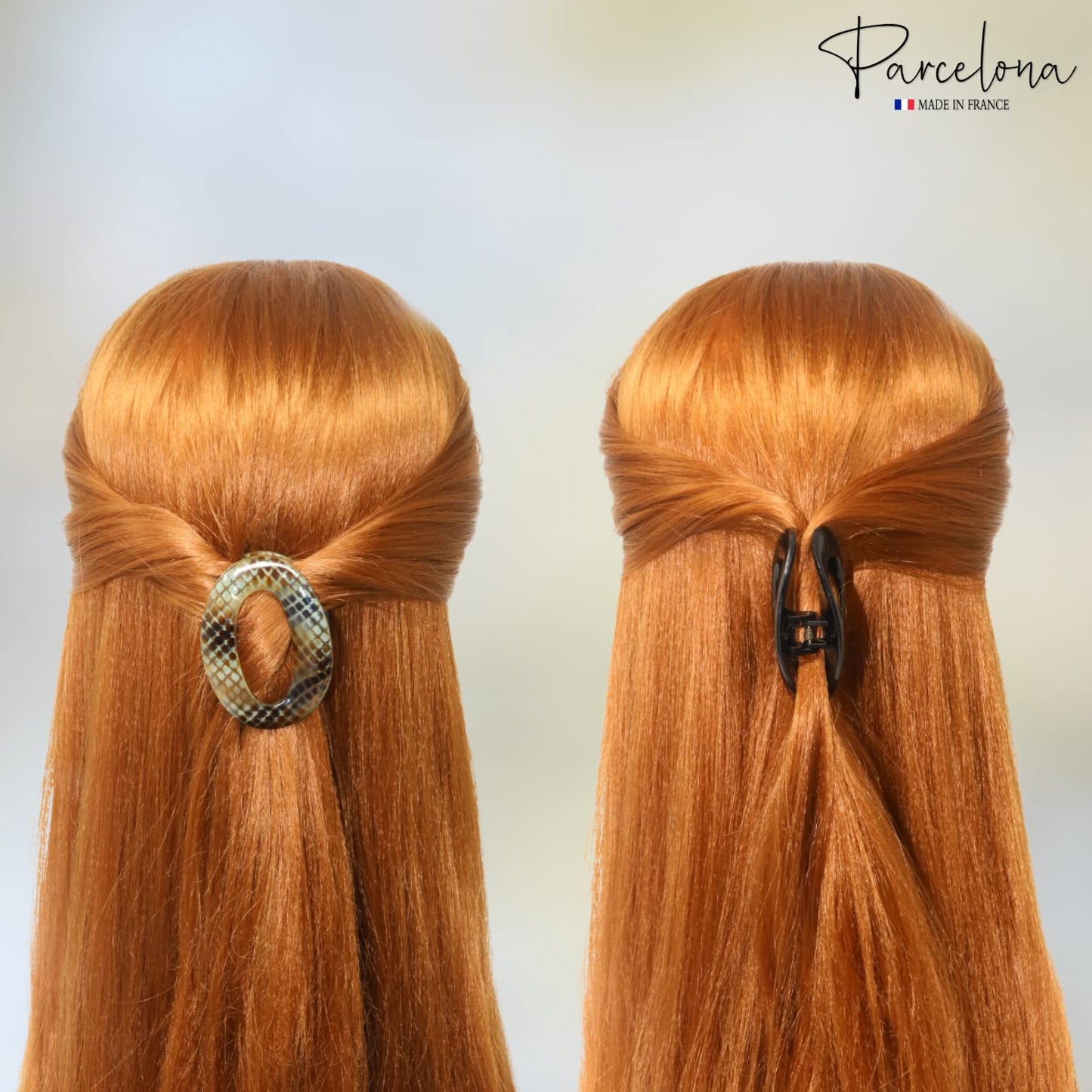 Parcelona French Flat Tube Cutout Small 2 1/2" Celluloid Set of 2 No Slip Grip Jaw Hair Claw Durable Styling Women Hair Accessories Girls Hair Claw Clips