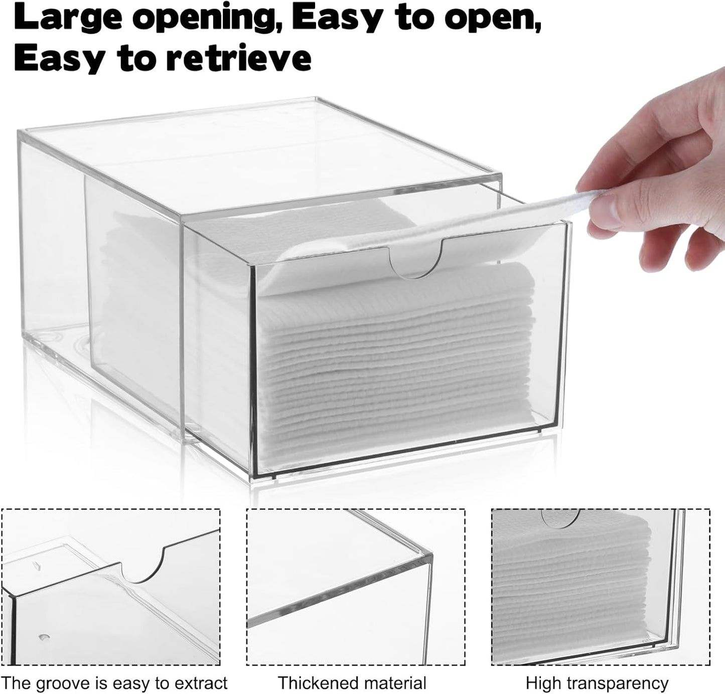 Disposable Face Towel Holder - Stackable Plastic Storage Box for Clean Skin Club XL Towels | Bathroom Organizer