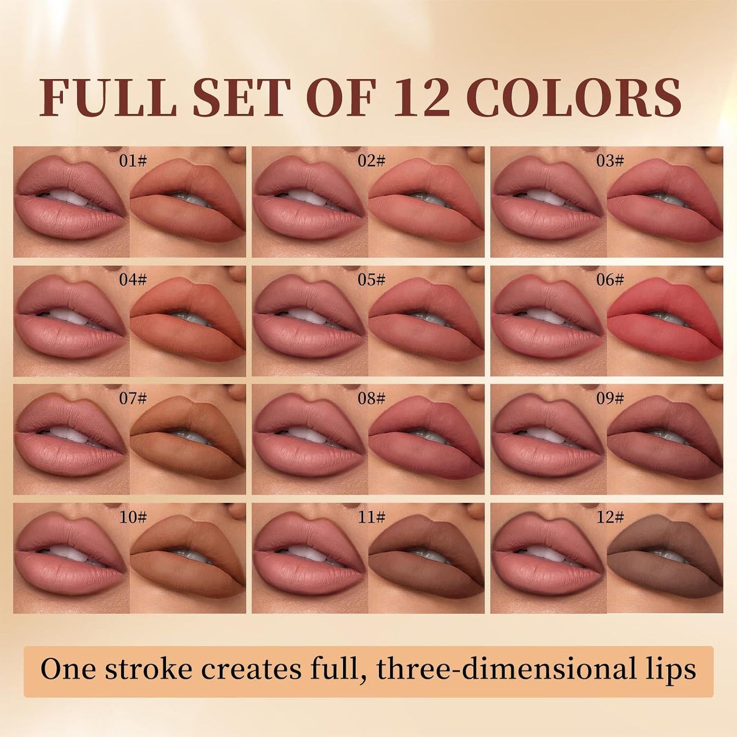 Matte Lip Liner Set - 12 High Pigmented Creamy Pencils | Long Lasting Waterproof Makeup for Women