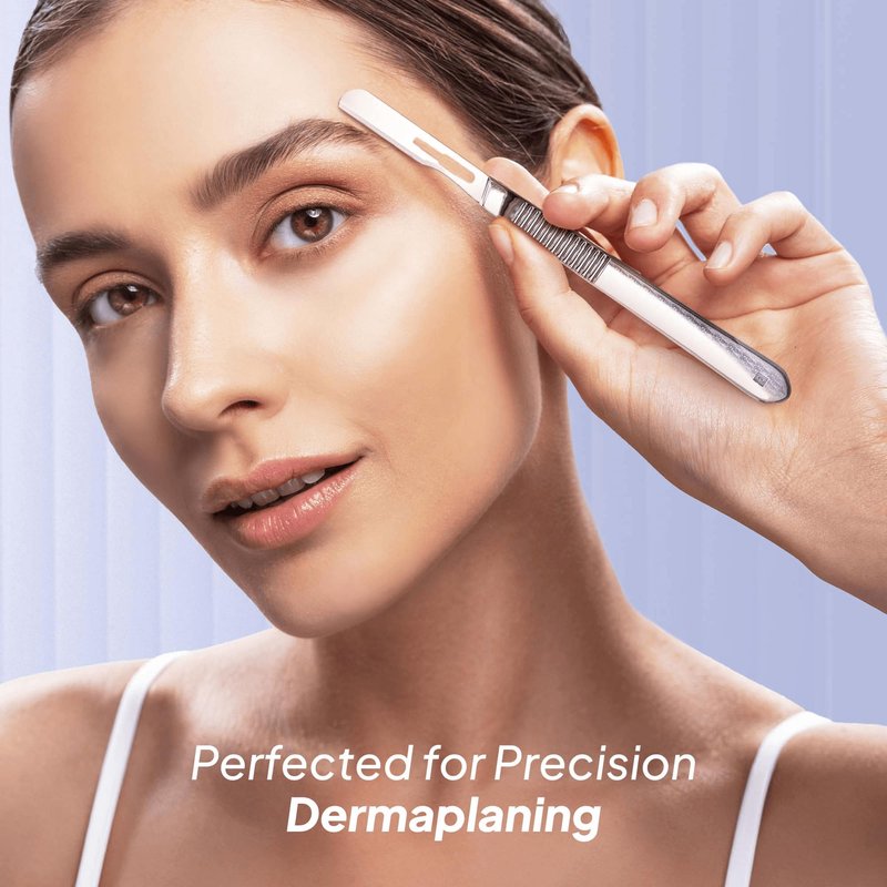 MyMed 10R Blades Dermaplaning Kit Containing 10r Blades Scalpels Pack of 100 with Dermaplane Handle #3 + Scalpel Blades Remover Box + Hemostat - Pack of Dermaplane Razor Blades for Dermaplaning