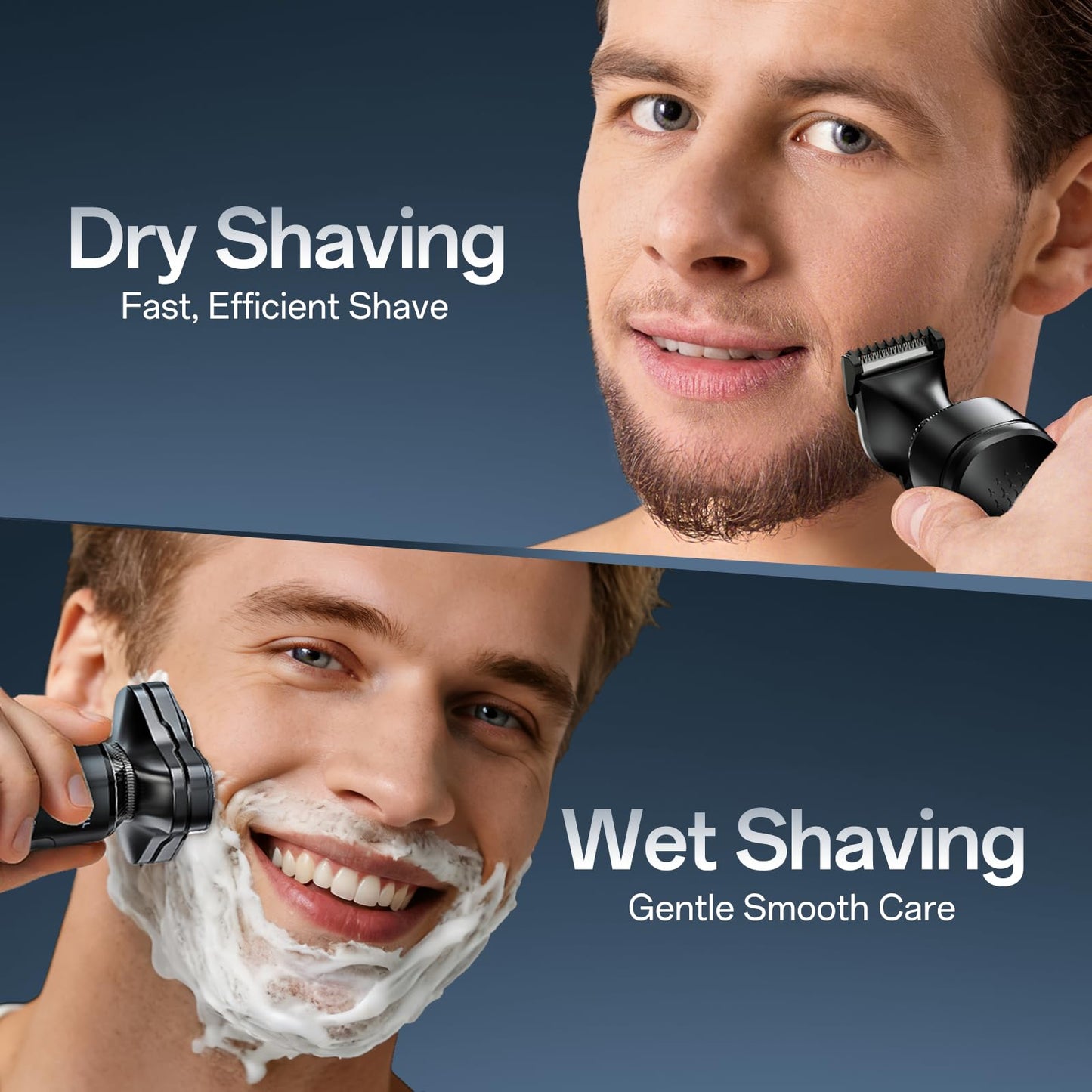 Electric Shaver for Men, New 3-in-1 Rechargeable Razor and Trimmer for Face, Beard, Nose, Close Clean Shave, Waterproof Wet/Dry Use, USB-C Charging, Men's Gift