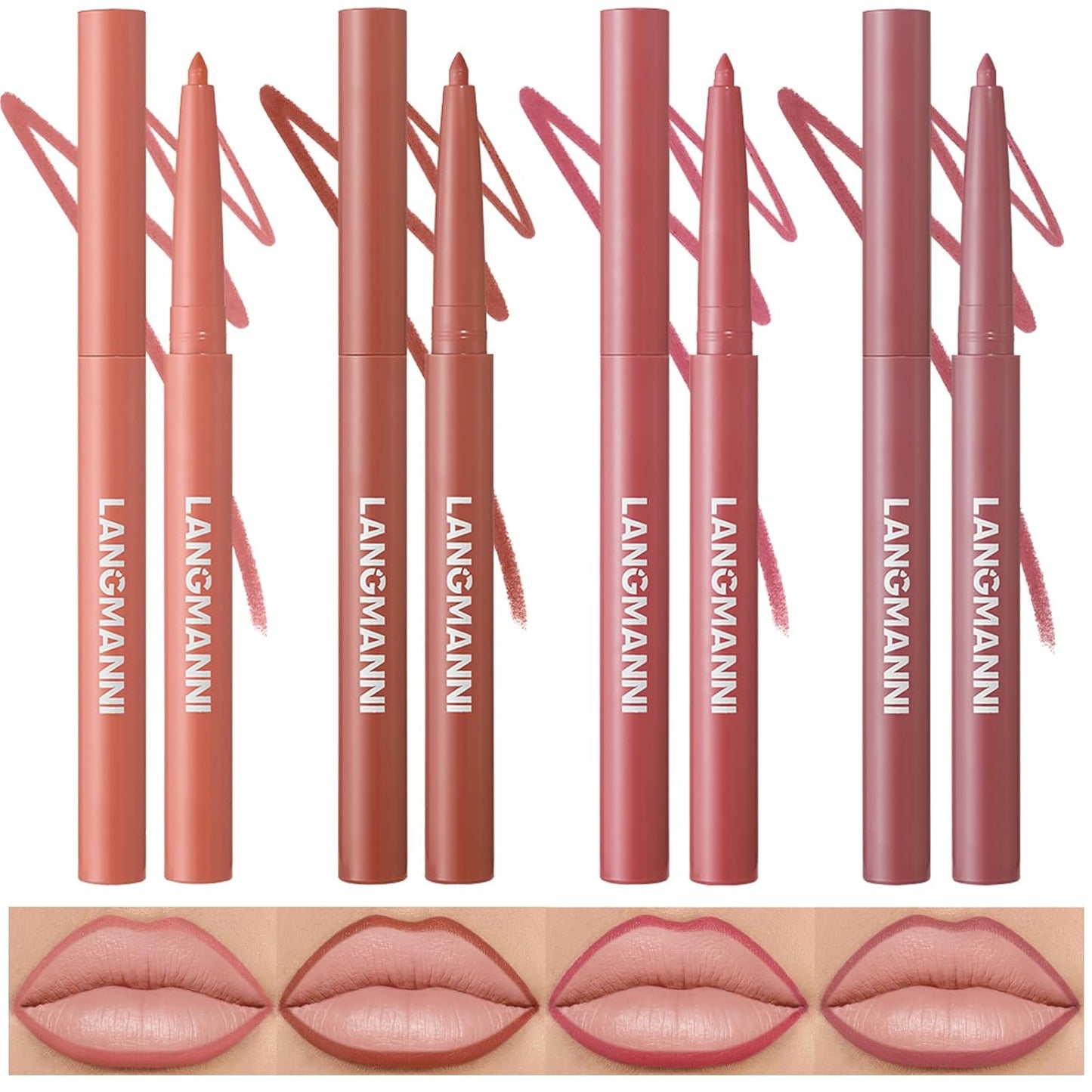 LANGMANNI 12-Color Matte Velvet Lip Liner Set | Smooth, Waterproof & Highly Pigmented for Daily Makeup