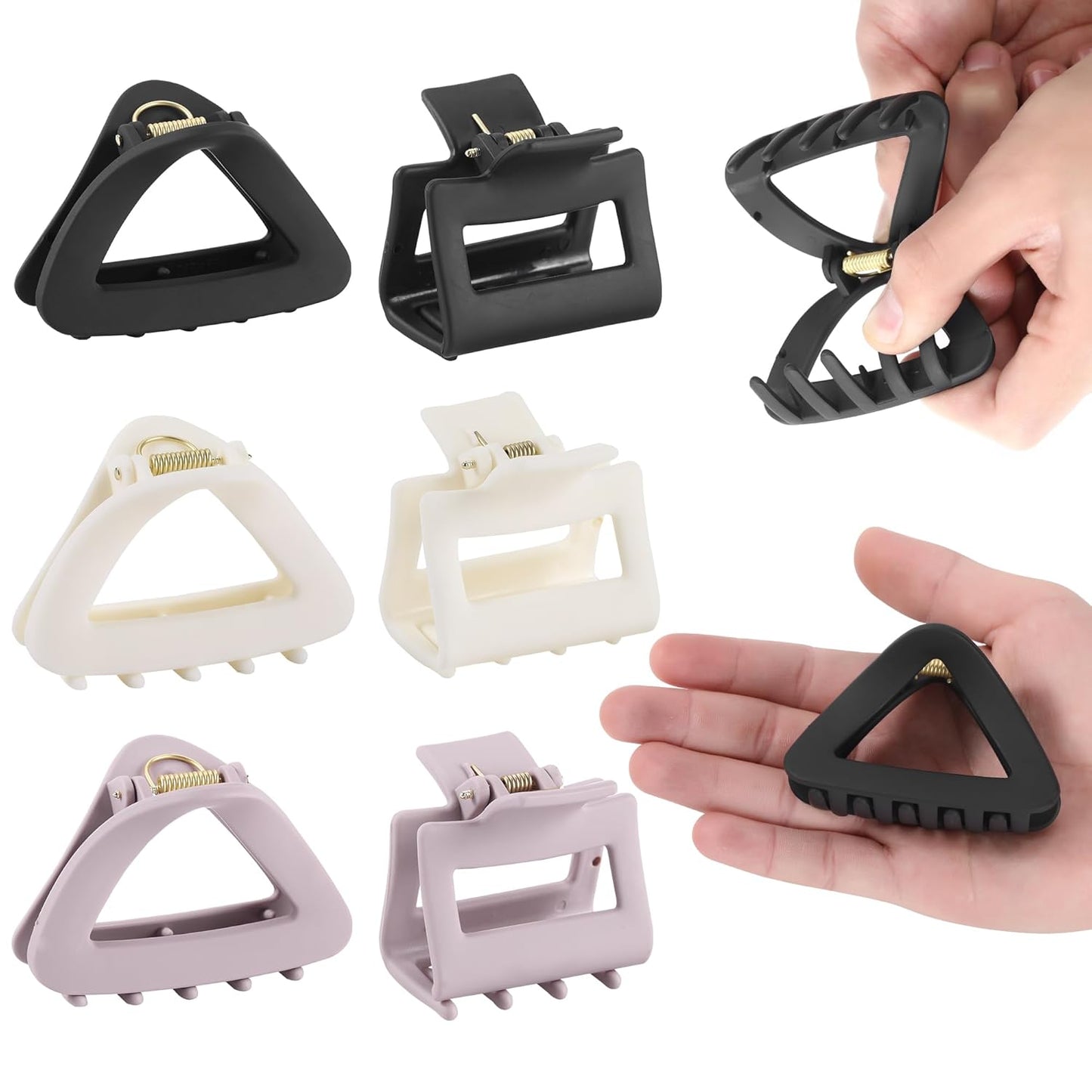 Triangle Hair Claws for Women - 6Pcs Flexible Unbreakable TPEE-Silicone Clips | Durable Non-Slip Medium Claw Set for All Hair Types