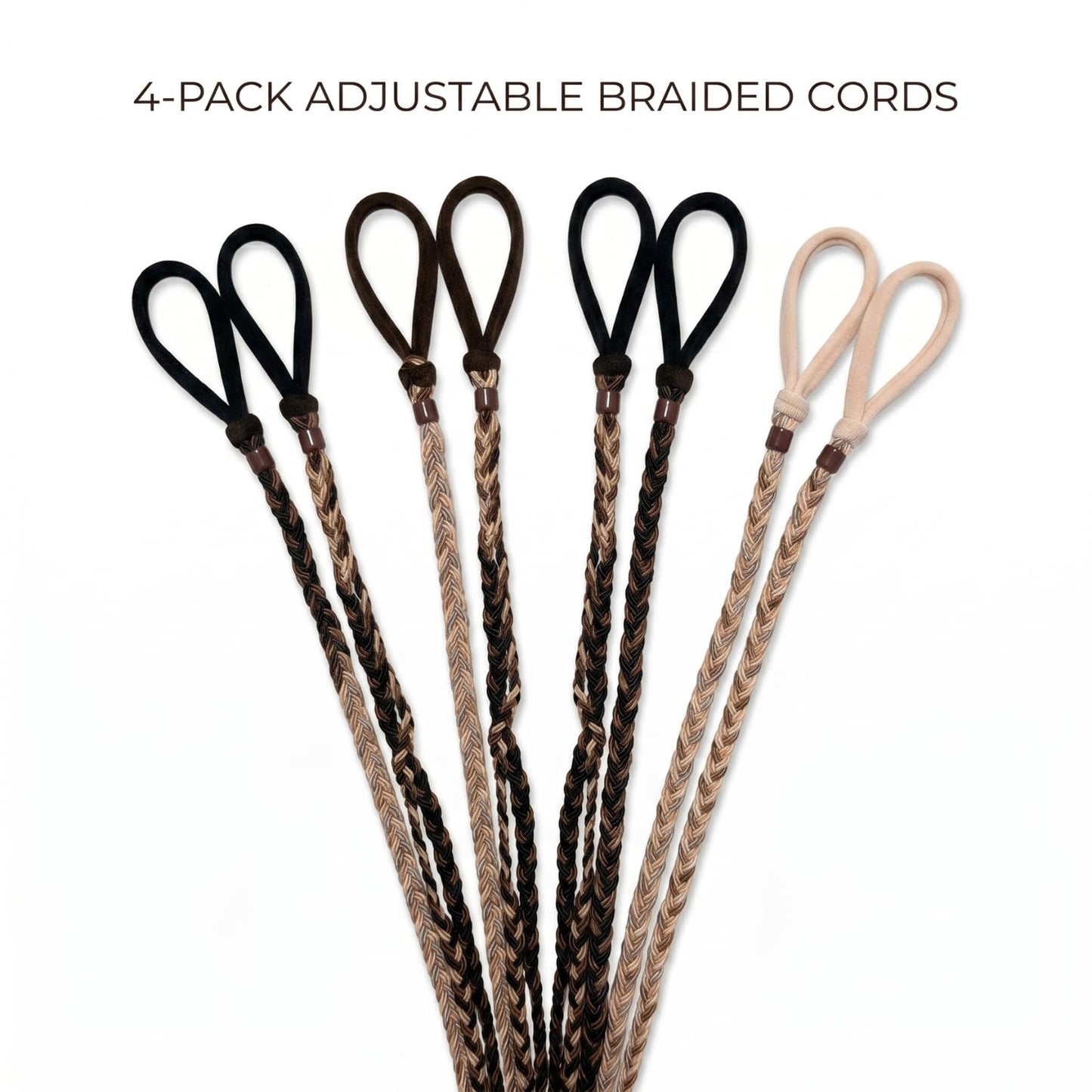 4 Pcs Spiral Braided Hair Ties for Sports,No Damage,Hair Bands for Gym, Yoga,Beach Activities,Non-Slip Elastic Ponytail Holders for Women Girls,17''
