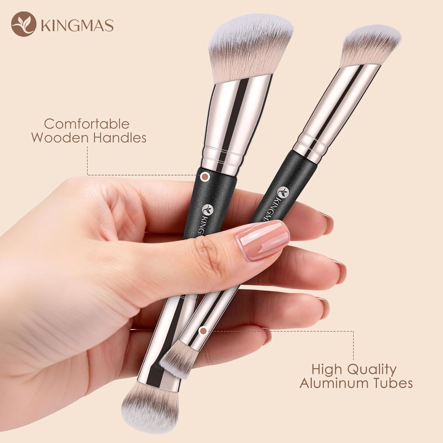 Foundation Concealer Brushes Set - 2PCS Dual Ended Makeup Brushes for Powder & Liquid Contouring | Blending & Bronzing