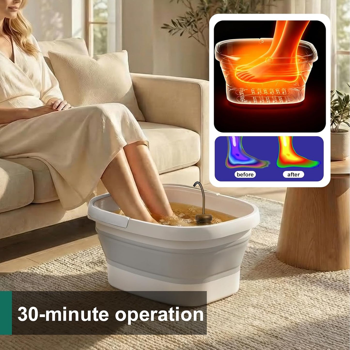 Ionic Foot Bath Detox Machine - Home Foot Soaking Tub with 2 Arrays & 80 Liners | Portable Spa Bucket