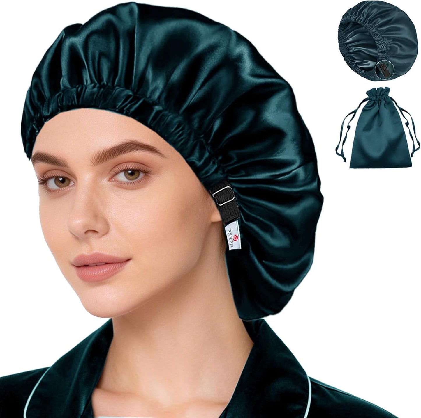 Silk Satin Bonnet Set - Soft Sleep Caps for Curly Hair | 2-Pack, Women's Night Bonnets