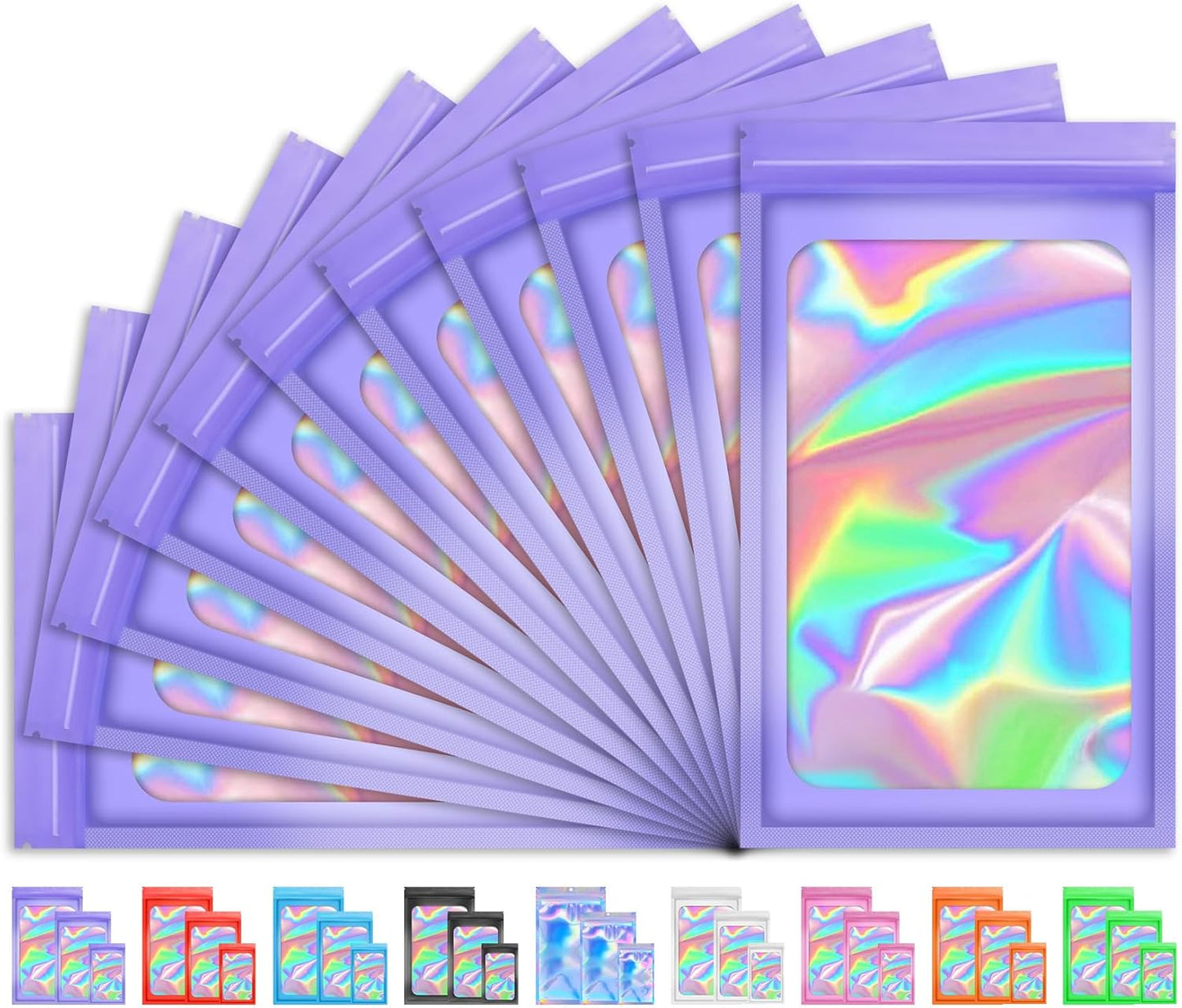 Holographic Smell Proof Bags - 100 PCS Resealable Mylar Gift Bags for Food & Jewelry | 3x5 Inch
