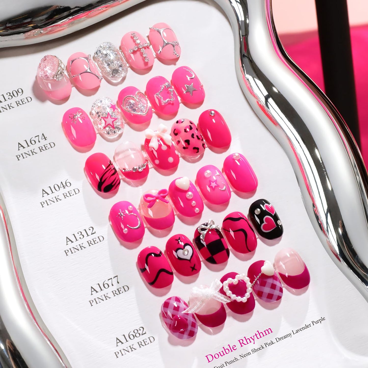 Double Rhythm 28Pcs 0.5Oz Gel Nail Polish Set Same Color Same Bottle Gel Polish Kit Nail Art Manicure Salon DIY at Home for Women (Bright Pitaya Pink Purple Red Collection-T24-13)