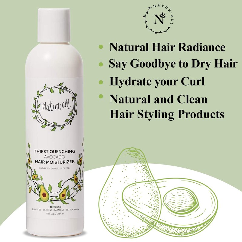 NaturAll Hair Moisturizer - Containing Avocado Hair Cream for Dry, Curly, Coily, or Frizzy Hair, 8 oz