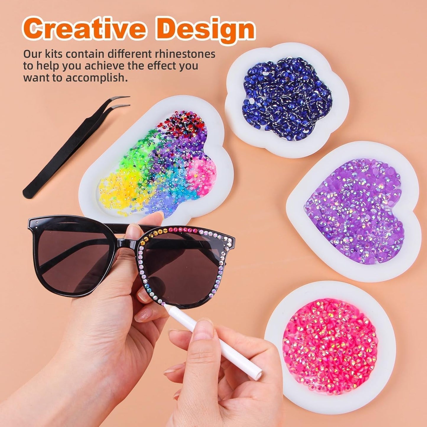 Jelly Resin Rhinestones - 50000 Pcs Multicolor Flatback Gems for Diamond Art | 3mm Crafting Kit with B7000 Jewelry Glue
